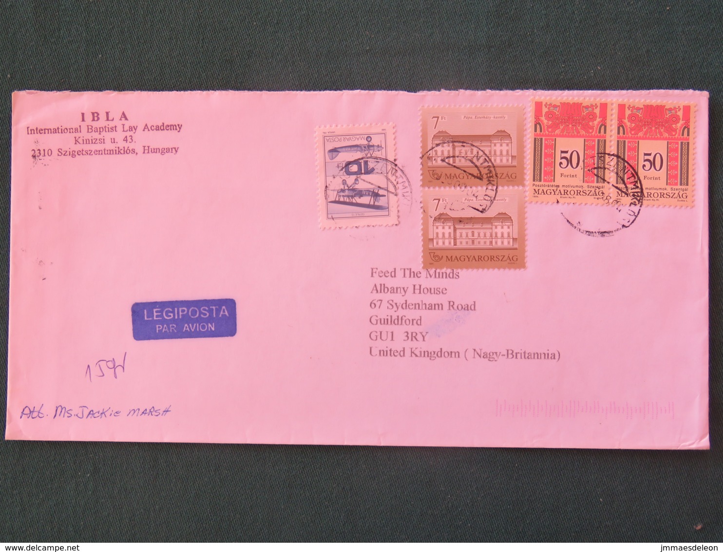 Hungary 2004 Cover To England - Castles - Planes - Baptist Logo - Briefe U. Dokumente