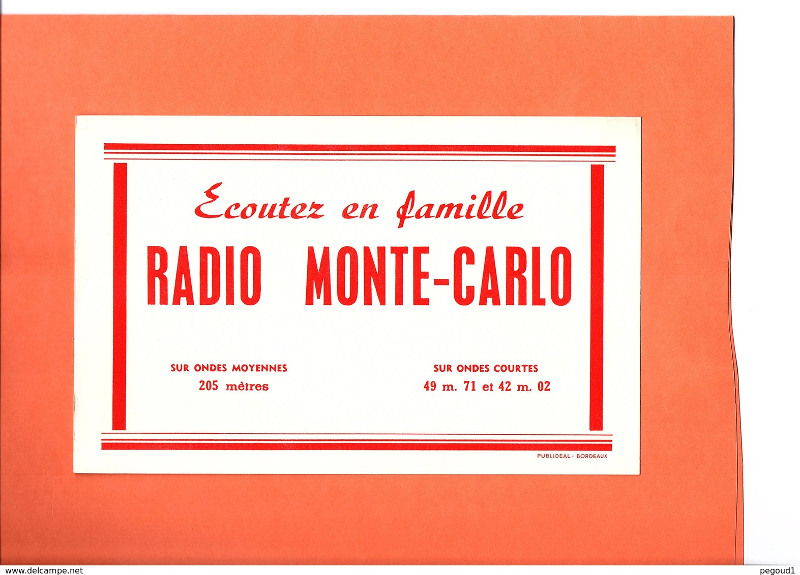 BUVARD. RADIO   " MONTE CARLO "  Achat Immédiat - R