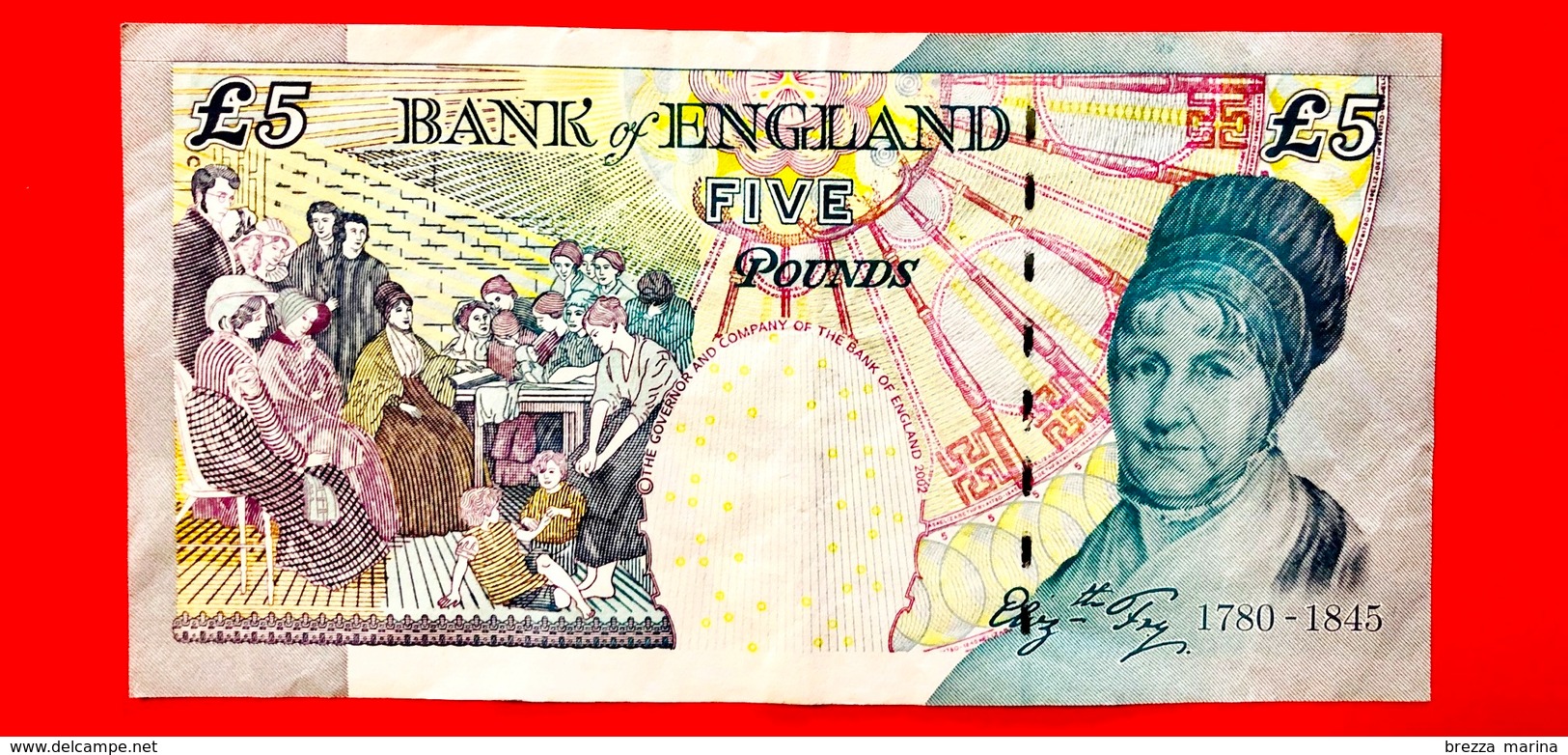 INGHILTERRA - GB - Bank Of England - 2002 - Elizabeth Fry - Banconota Da 5 Sterline - Five Pounds - 5 Pond