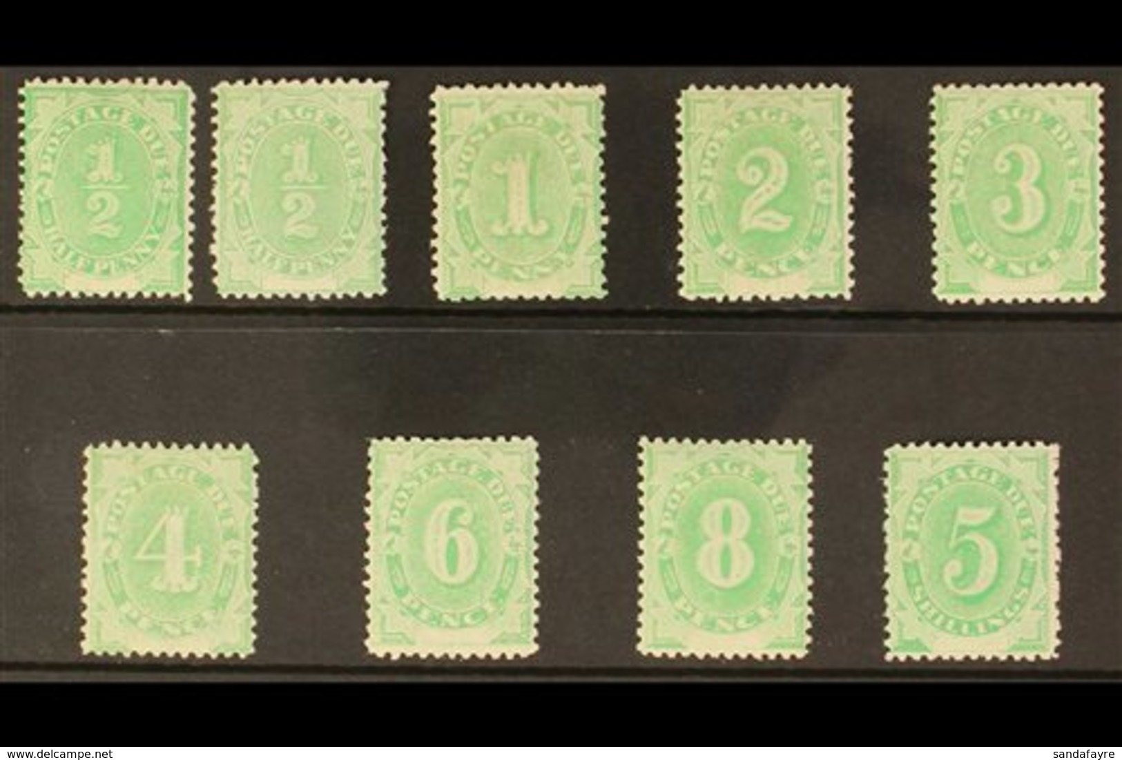 POSTAGE DUE 1902 Perf 11½, 12 Set Plus ½d Shade, Chalk-surface Paper, Crown Over NSW Wmk, SG D1/D8, Very Fine Mint (9 St - Altri & Non Classificati