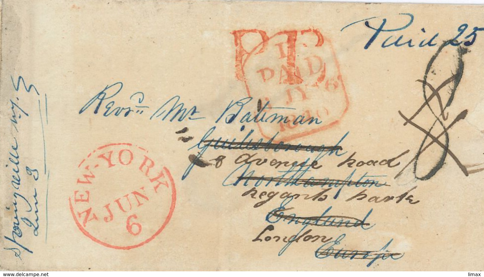 1840 New York Nach Northhampton - Ship Letter - …-1845 Prefilatelia