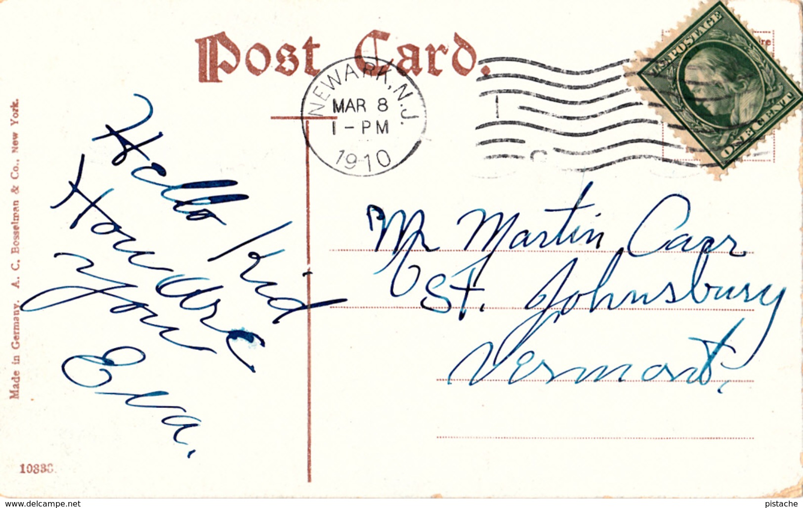 New York - Bronx - St. Johns College - Written 1910 - Stamp Postmark - 2 Scans - Bronx