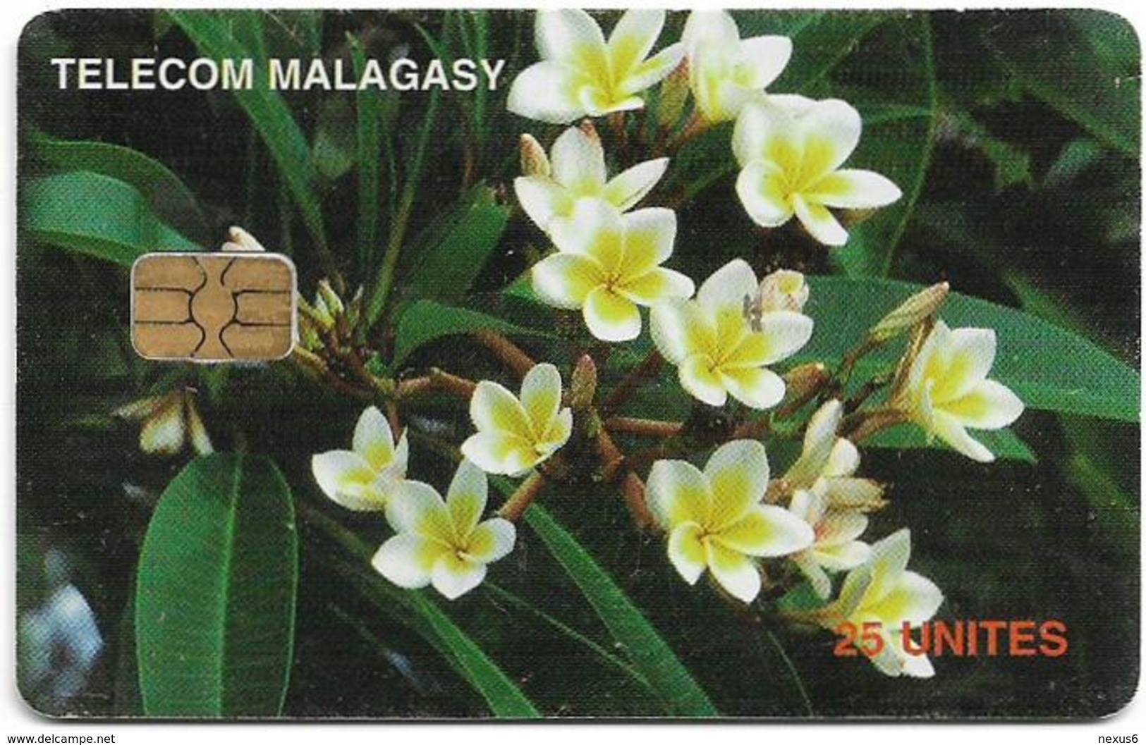 Madagascar - Telecom Malagasy - Frangipani Flowers - 25Units, Chip AX02, 1.600.000ex, Used - Madagaskar