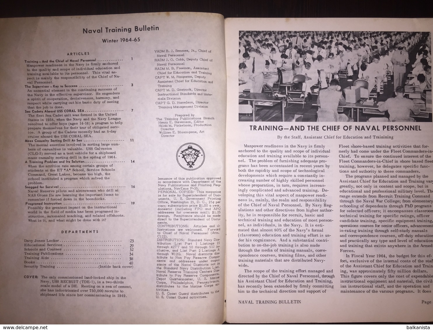 American US Army Naval Training Bulletin Winter 1964-1965 - Naval Institute - Amerikaans Leger
