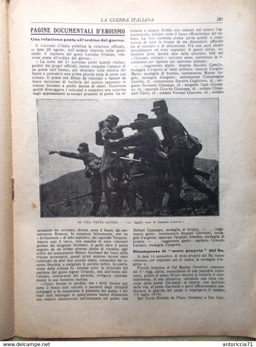 La Guerra Italiana 26 Settembre 1915 WW1 Plezzo Malborghetto Trento Vicenza Zar - Weltkrieg 1914-18