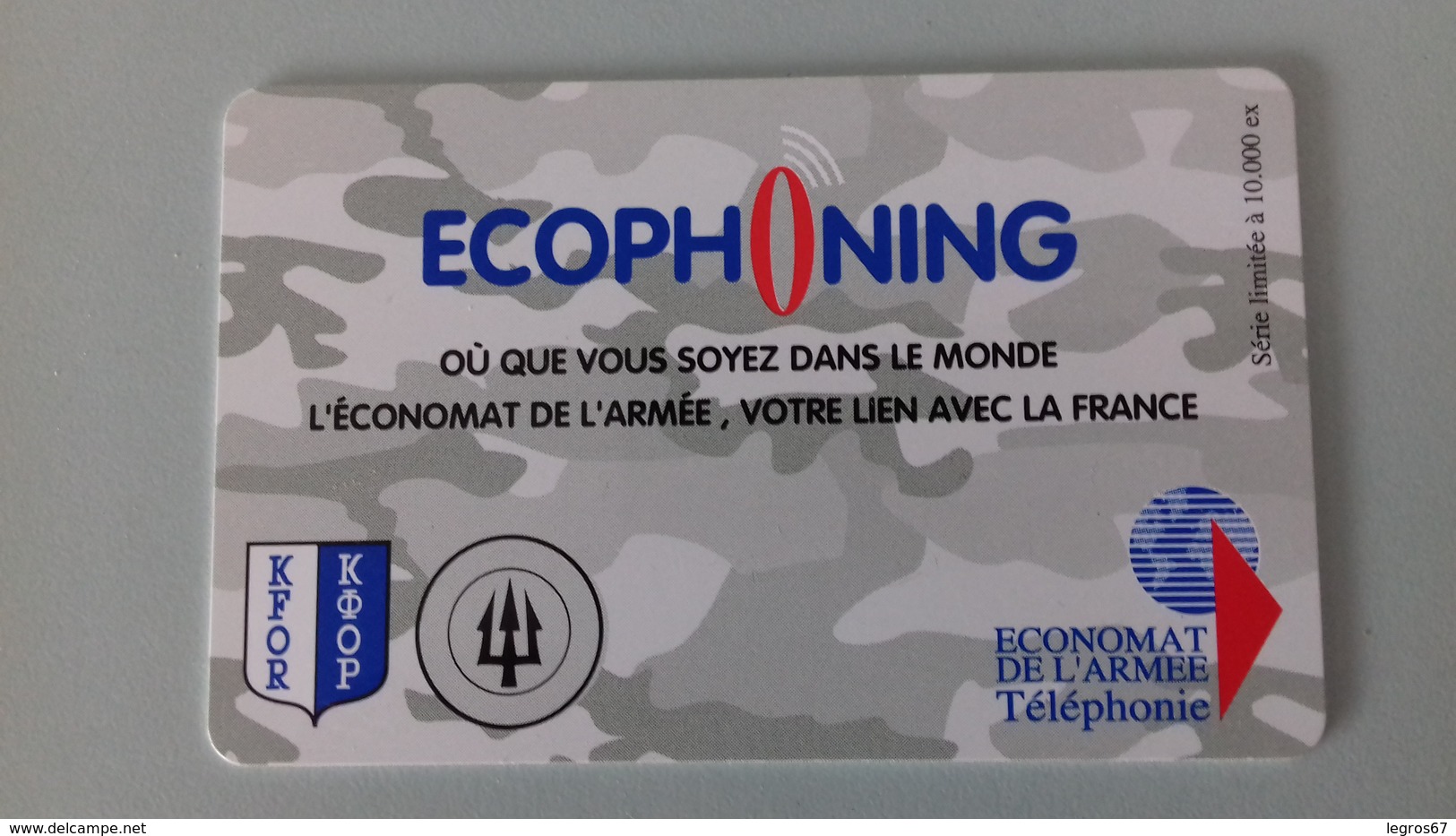 TELECARTE ECOPHONING GRISE - KAFOR -  Cartes à Usage Militaire