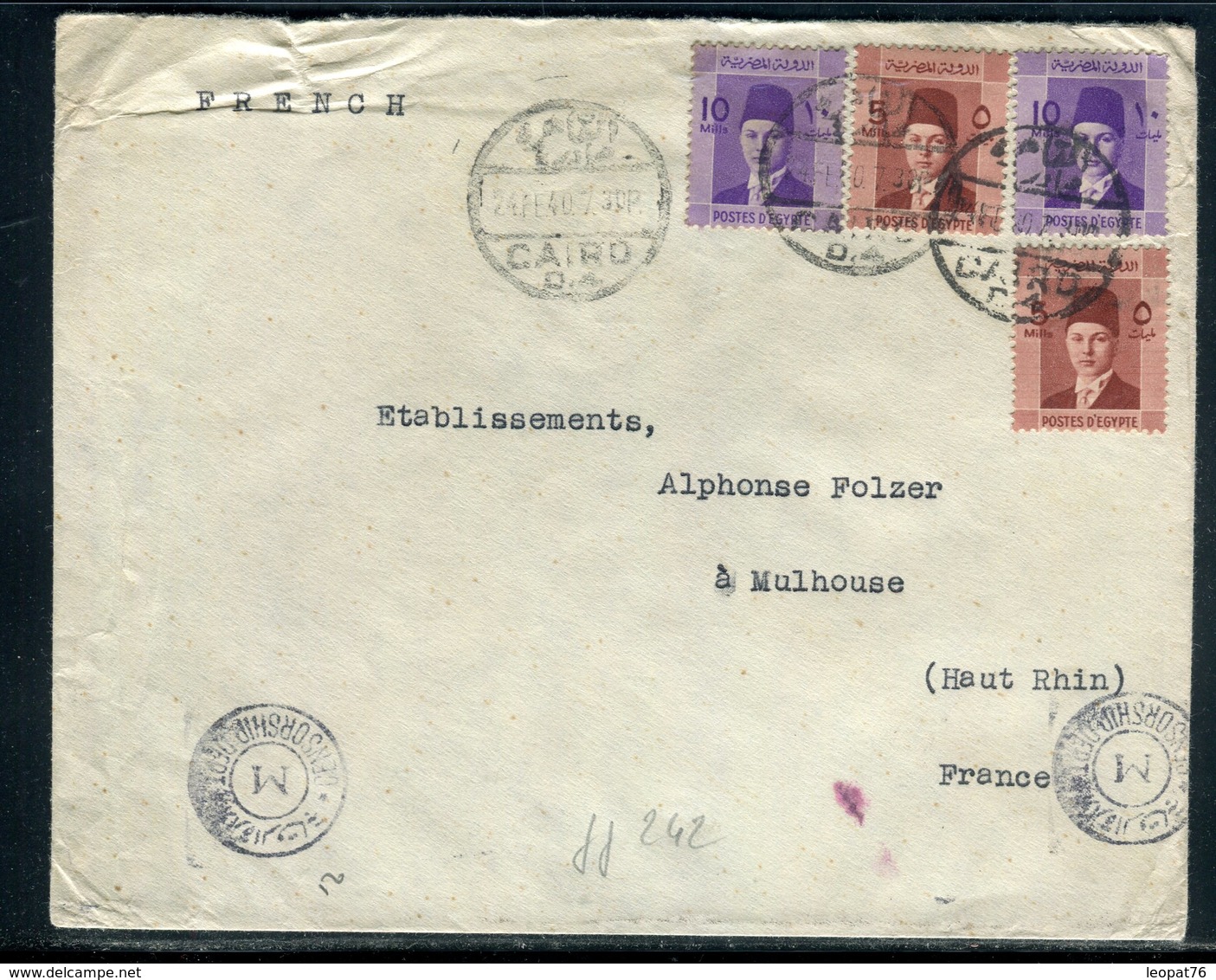 Egypte - Enveloppe Du Caire Pour La France En 1940 Avec Contrôle Postal,  Prix Fixe - Réf JJ 242 - Storia Postale