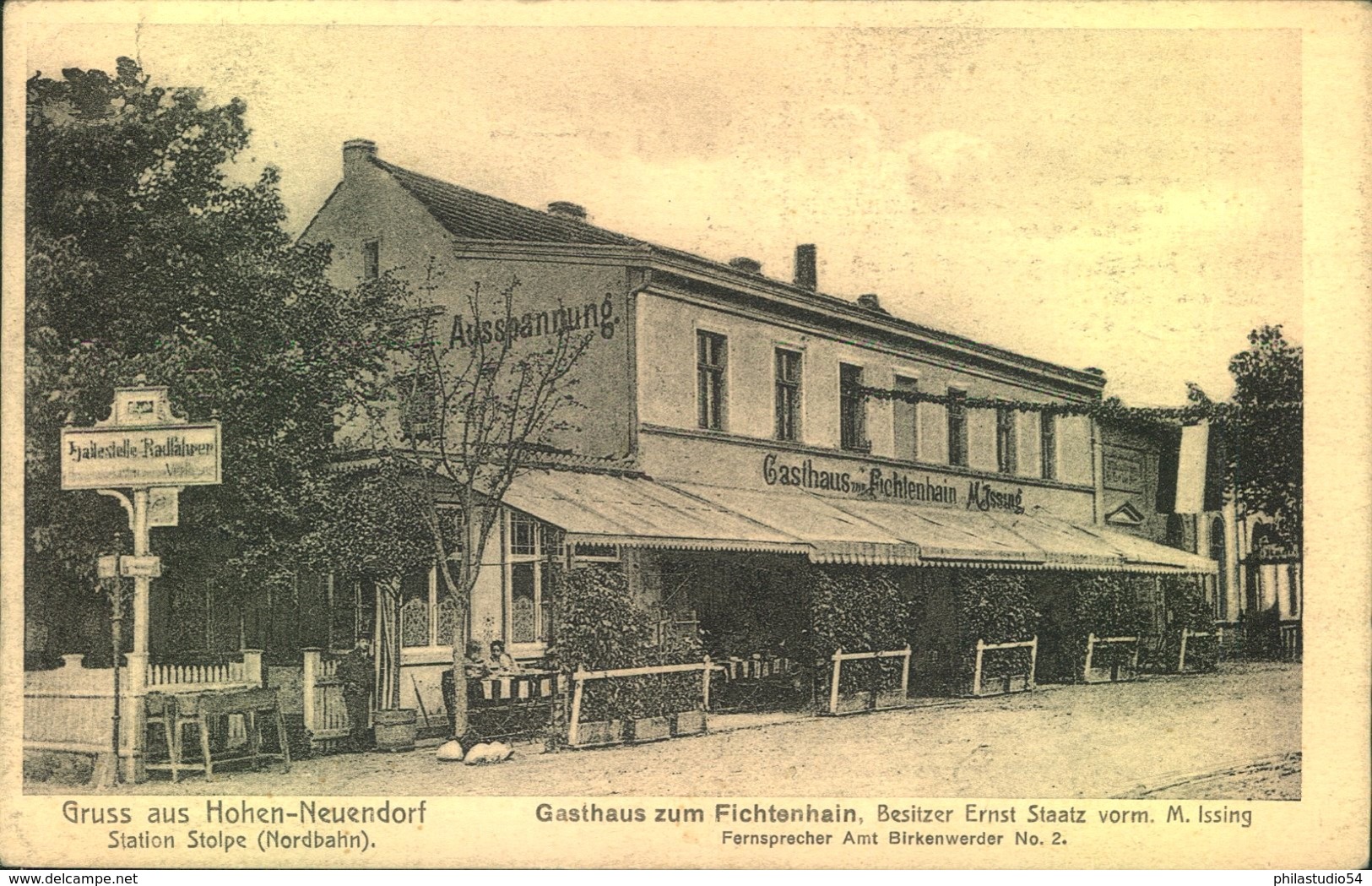 HOHEN NEUENDORF, Gasthaus Zum Fichtenhain, Restaurant Werbekarte Gelaufen 1912 - Hohen Neuendorf