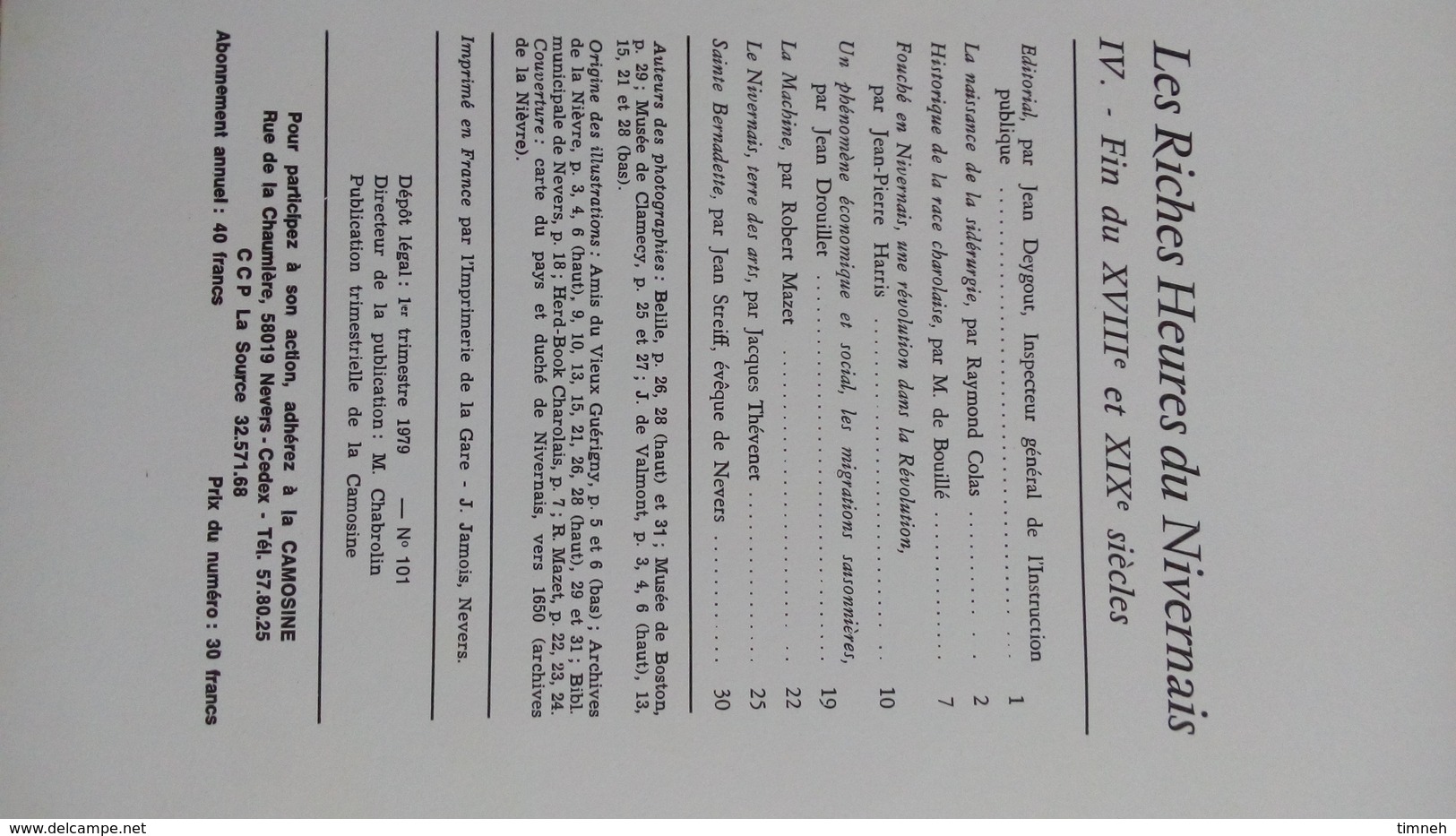 TOME N°4. LES RICHES HEURES DU NIVERNAIS - FIN XVIIIe; XIXe Siècle - Les Annales Des Pays Nivernais 1979 - CAMOSINE N°23 - Bourgogne