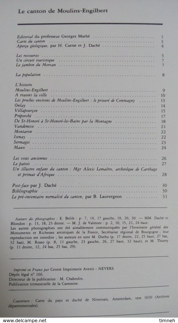 LE CANTON DE MOULINS ENGILBERT - Les Annales Des Pays Nivernais 1979 - CAMOSINE N°25 - Bourgogne