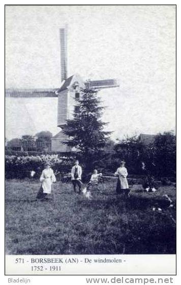 BORSBEEK (Antw.) - Molen/moulin - Blauwe Prentkaart Ons Molenheem Van De Verdwenen Windmolen (naar Oude Foto) - Borsbeek