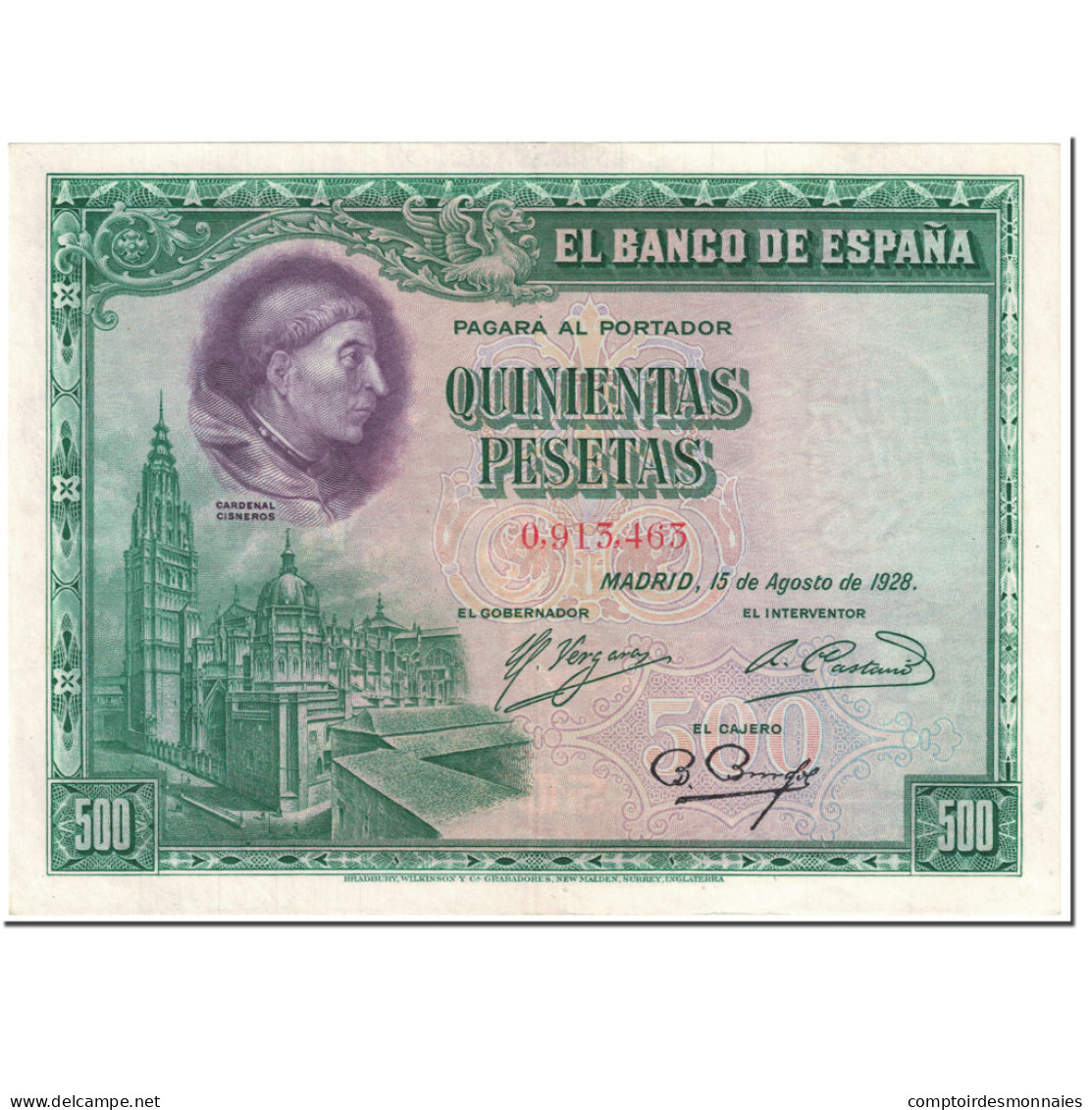 Billet, Espagne, 500 Pesetas, 1928, 1928-08-15, KM:77a, NEUF - 500 Pesetas