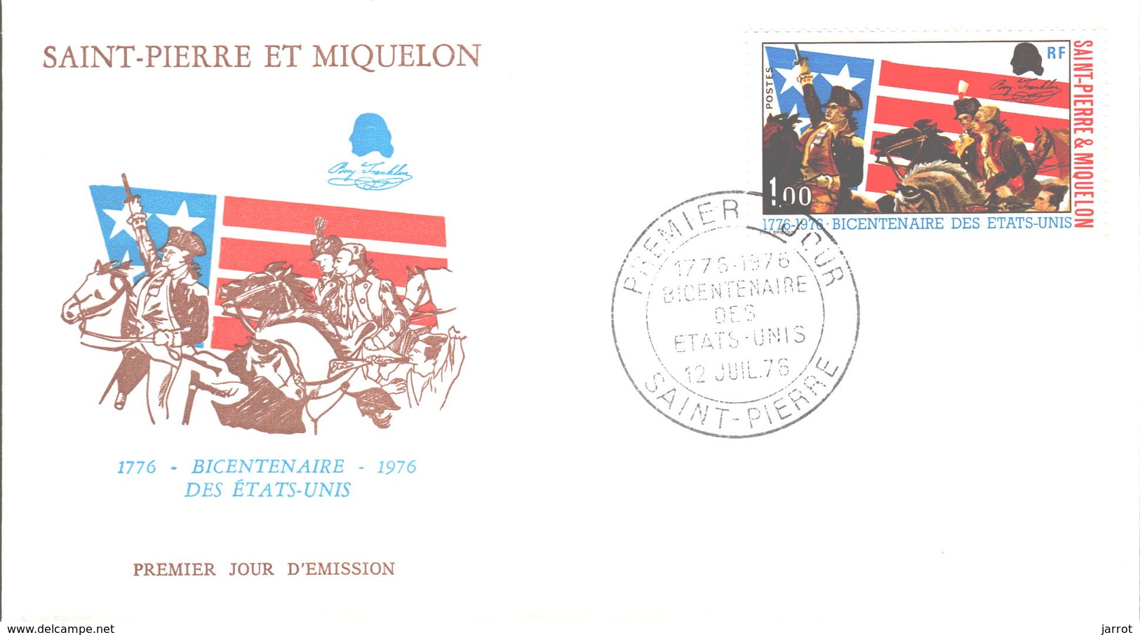 FDC 1976 Bicentenaire Des USA N° 449 12 Juillet 1976 - FDC