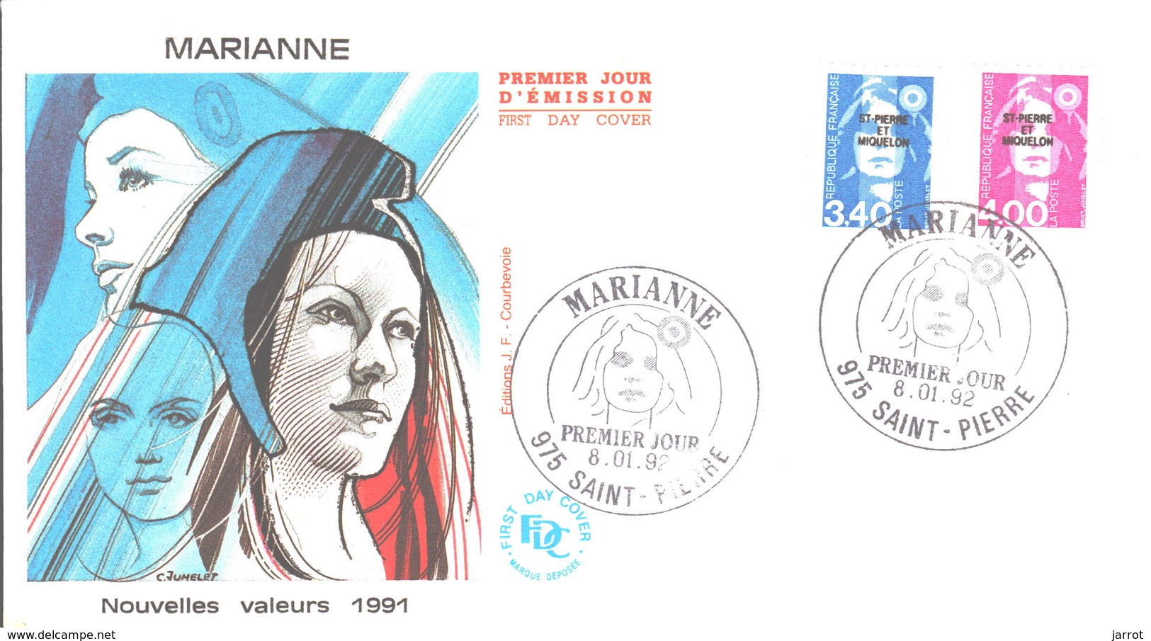 FDC 1992 N° 555, 556, 558, 559, 560, 561 Et 562 Le Lot De 9 Nveloppes - FDC