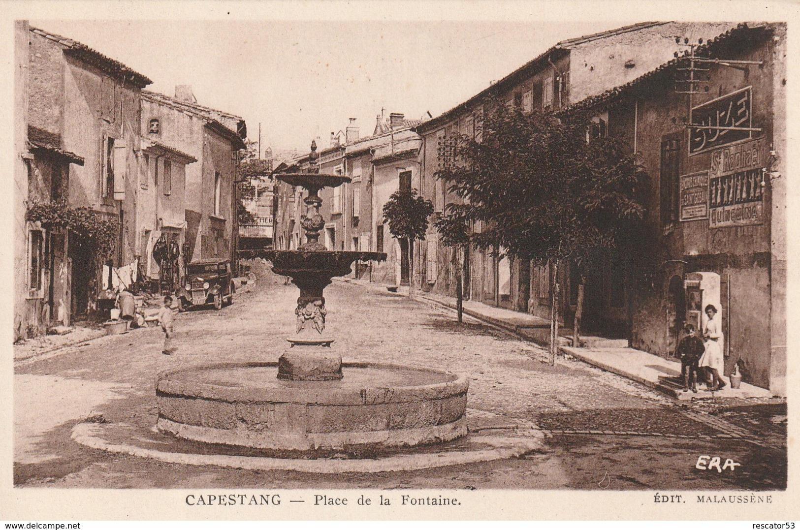 Rare Cpa Capestang Place De La Fontaine - Capestang