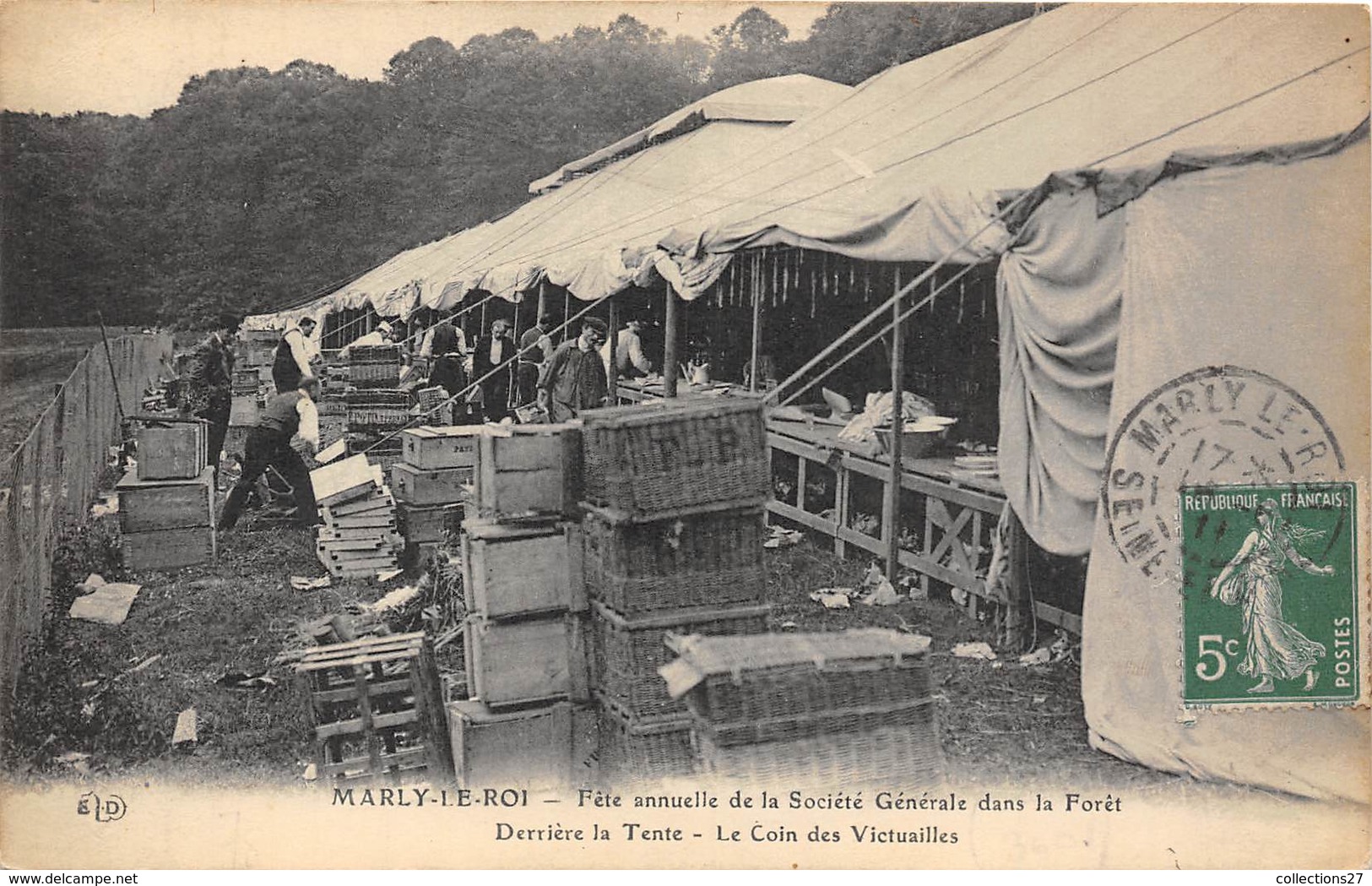 78-MARLY-LE-ROI- FÊTE ANNUELLE DE LA STE GENERALE DANS LA FORÊT , DERRIERE LA TENTE, LE COIN DES VICTUAILLES - Marly Le Roi