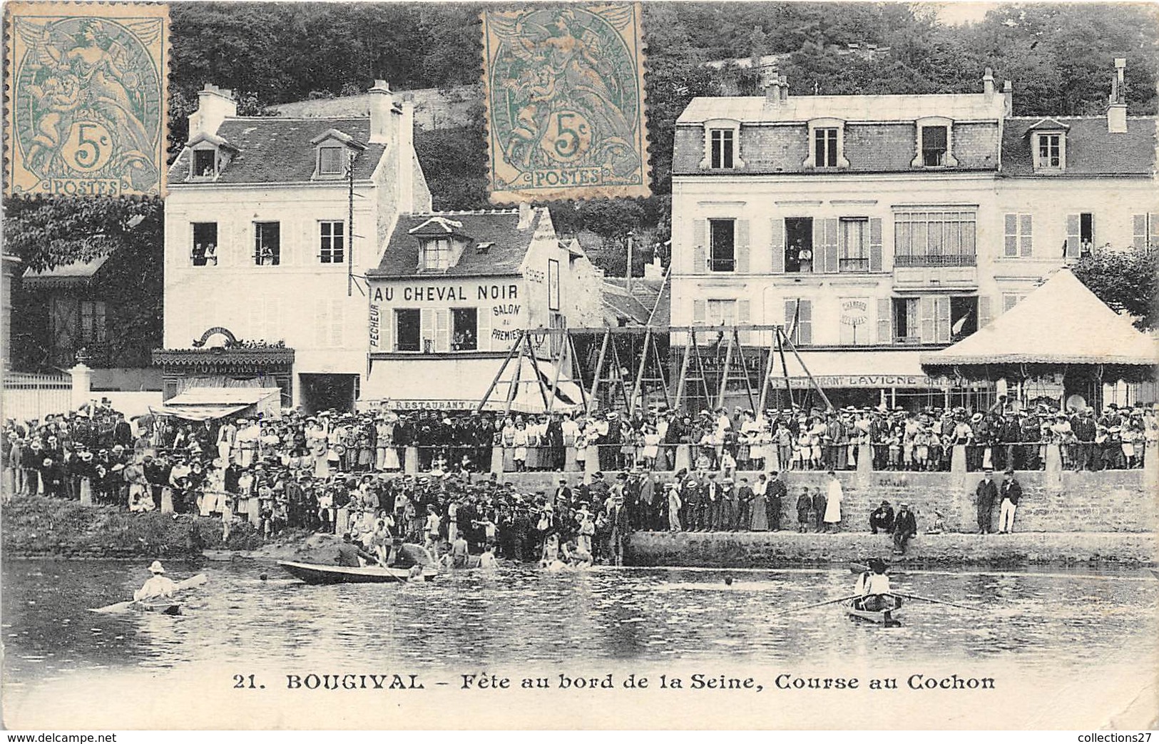 78-BOUGIVAL- FÊTE AU BORD DE LA SEINE, COURSE AU COCHON - Bougival