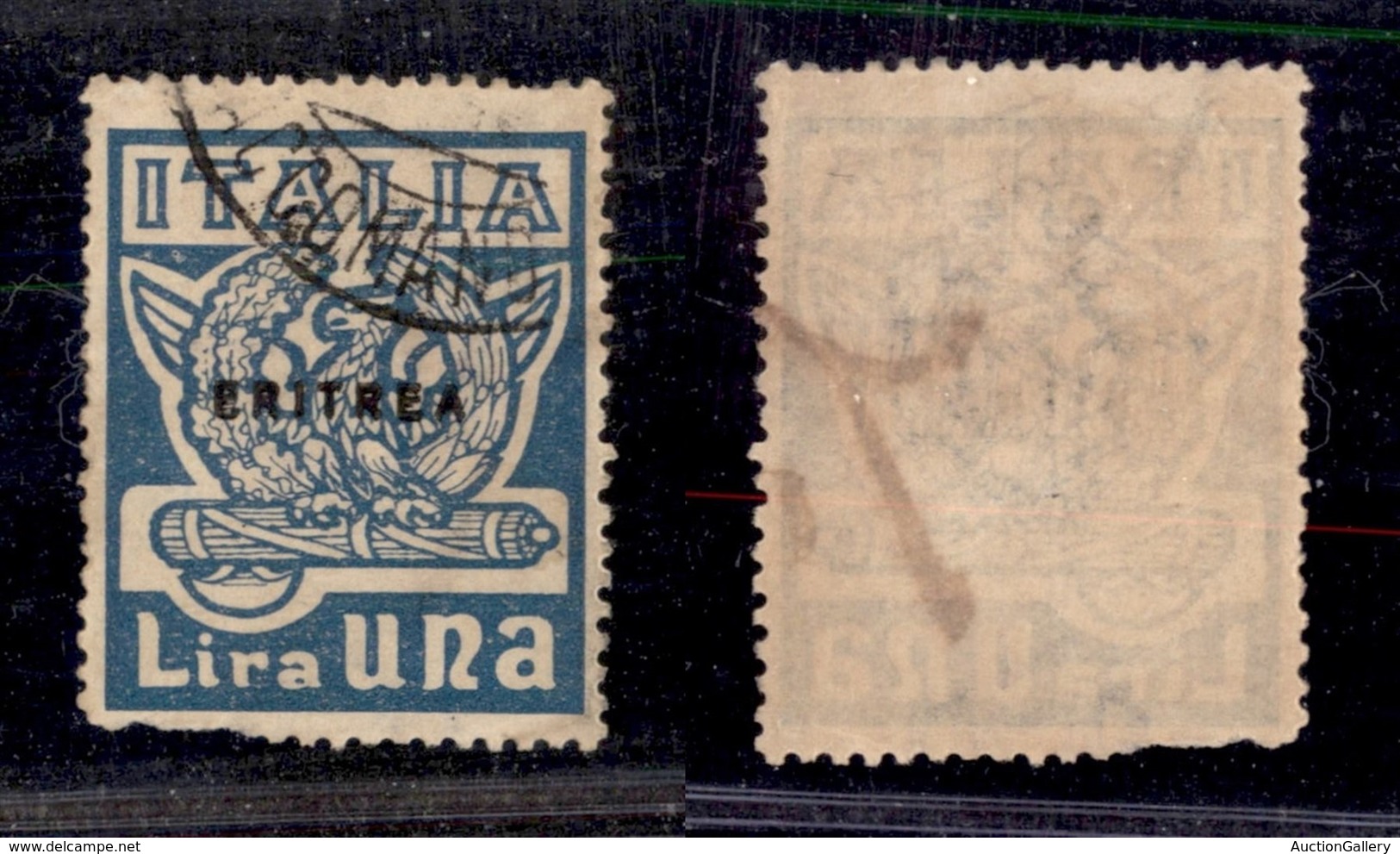 Colonie - Eritrea - 1923 - 1 Lira Marcia Su Roma Soprastampato (68) - Usato - Dentellatura Difettosa In Basso A Sinistra - Andere & Zonder Classificatie