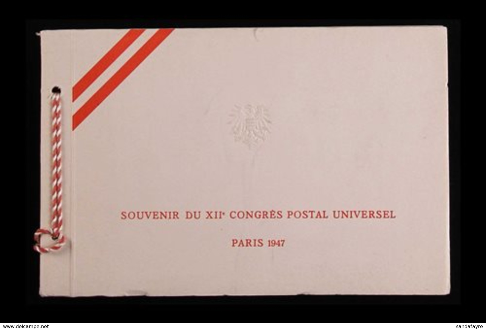 AUSTRIA 1947 UPU CONGRESS PRESENTATION FOLDER. A special Printed 'Souvenir Du XIIe Congres Postal Universel Paris 1947'  - Other & Unclassified