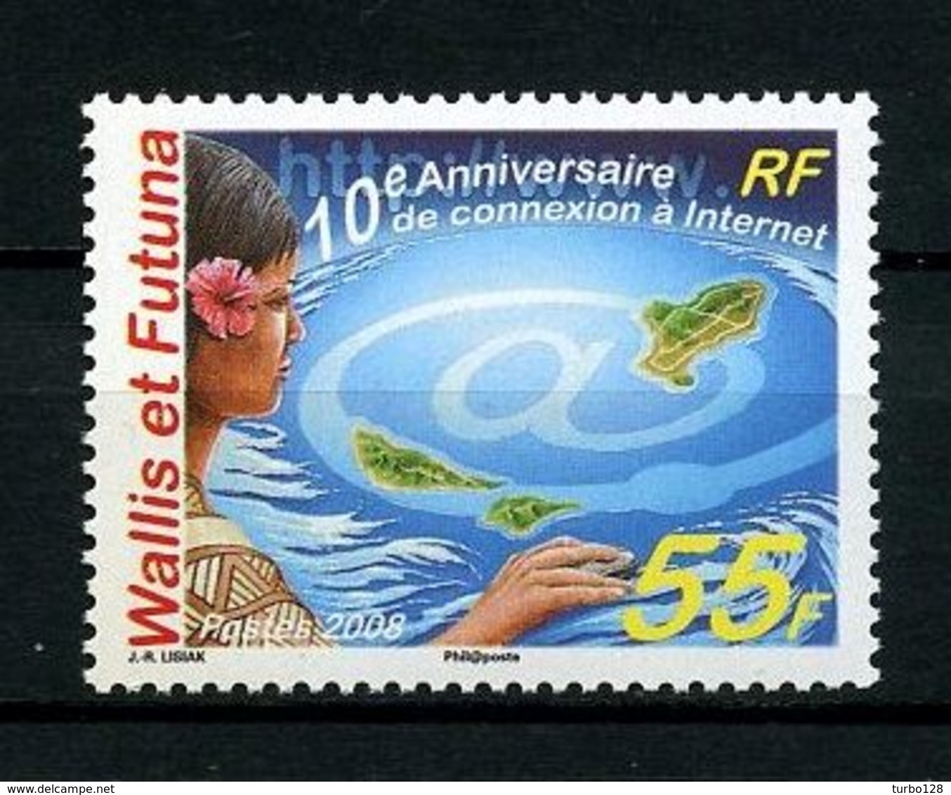 WALLIS 2008 N° 691 ** Neuf MNH Superbe Première Connexion Internet Femme Souris Arobase Carte îles - Unused Stamps