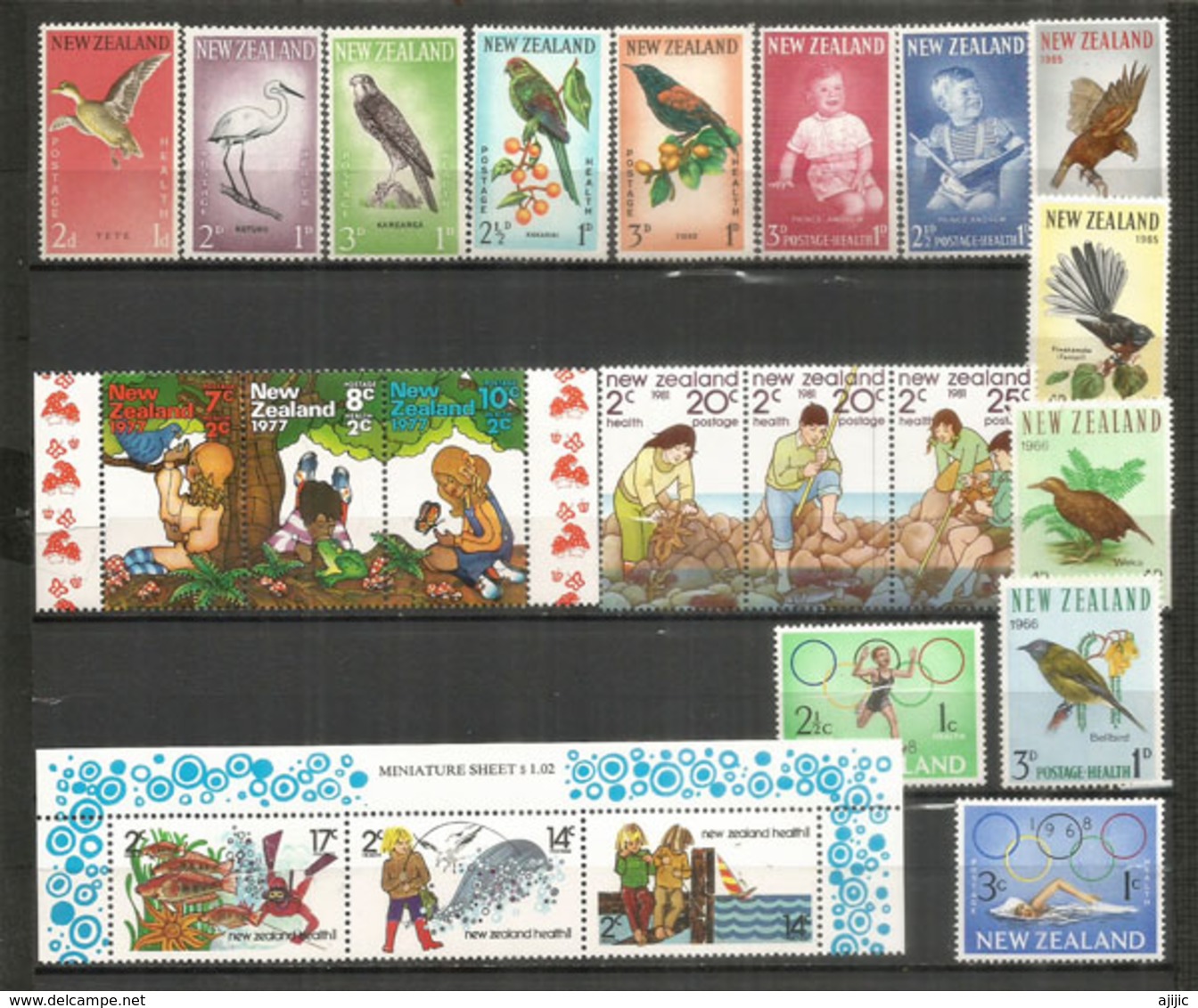 Timbres Surchargés Au Profit Des Oeuvres Pour L'Enfance / New Zealand Children's Health Stamps. 22 Timbres Neufs ** - Collections, Lots & Series