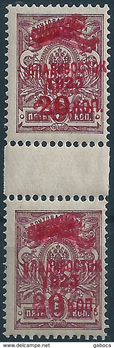 B5435 Russia History XXth Century Civil War Flight Airplane Far East Vladivostok Overprint Gutter Pair - Sibérie Et Extrême Orient