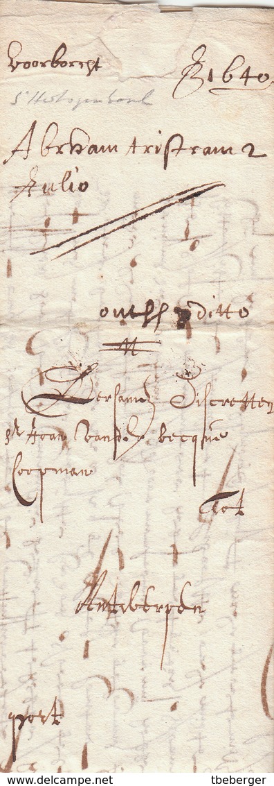 Belgique Belgium Spanish Netherlands Porto Entire 1640 S'Hertogenbosch To Antwerpen Anvers? (s29) - 1621-1713 (Pays-Bas Espagnols)
