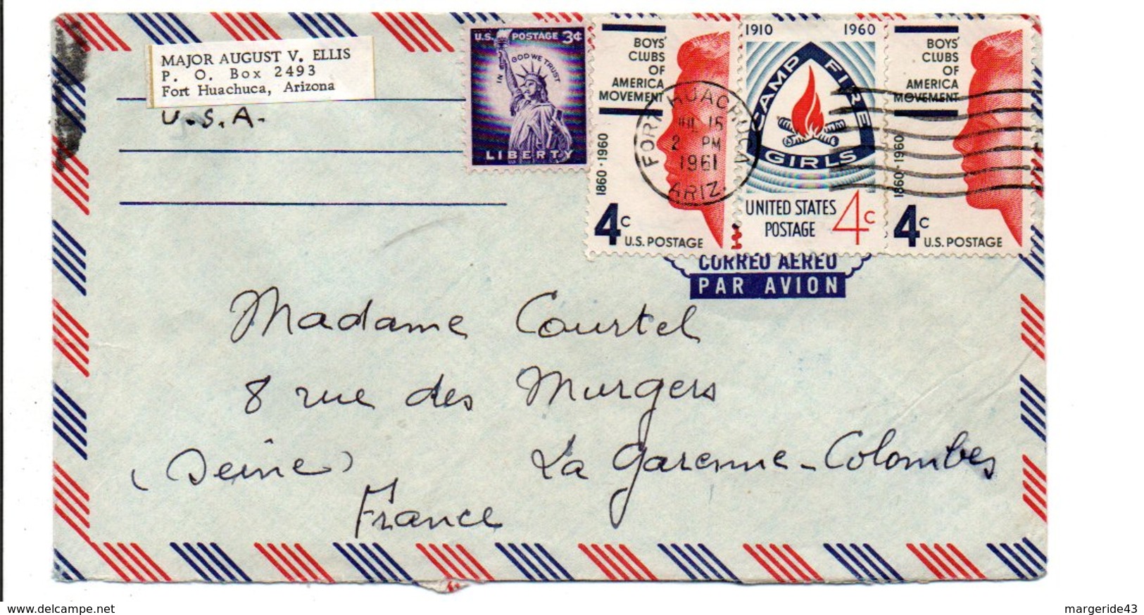 USA LETTRE POUR LA FRANCE 1961 - Autres & Non Classés