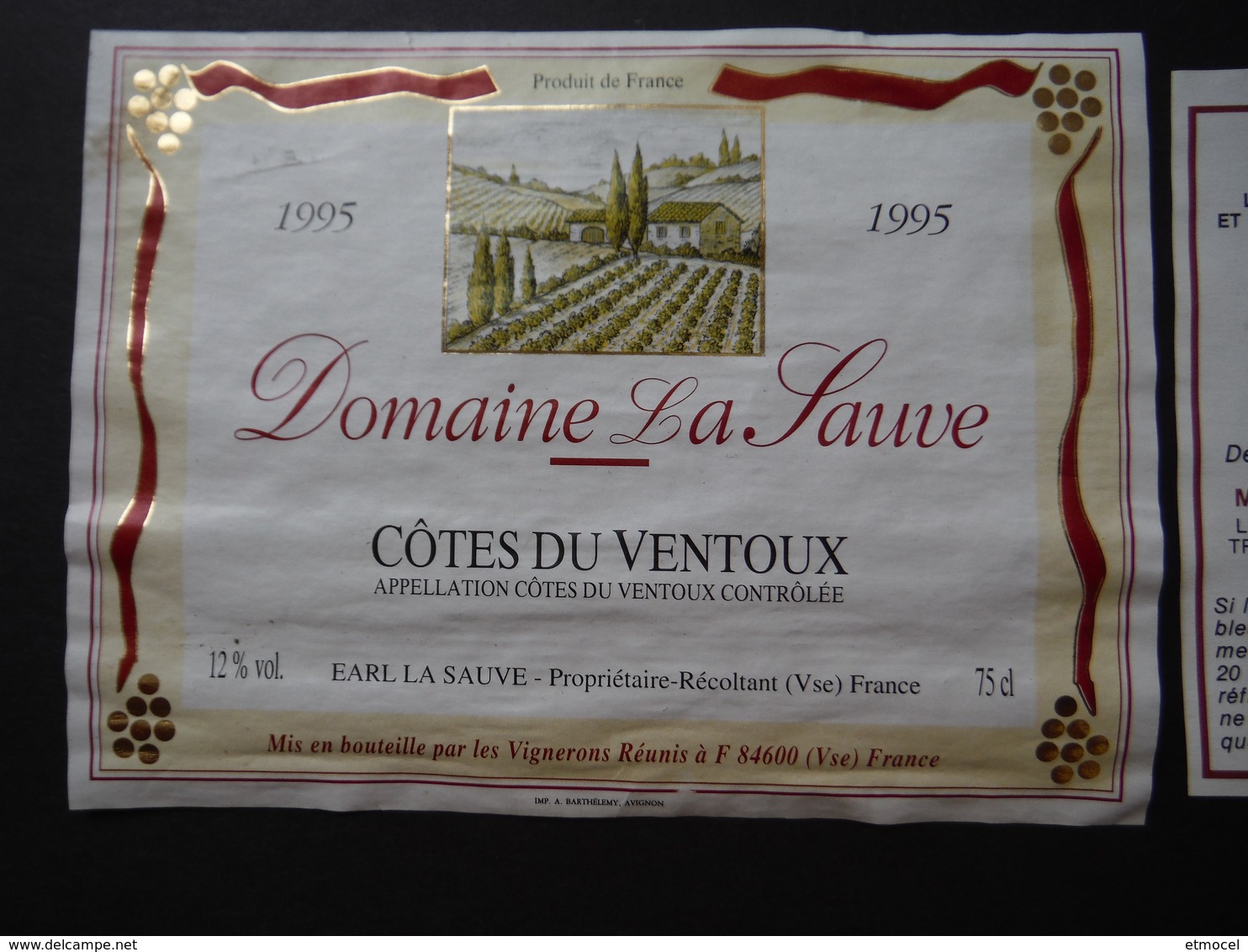 Côtes Du Ventoux Domaine La Sauve 1995 - EARL La Sauve Et Vignerons Réunis - Côtes Du Ventoux