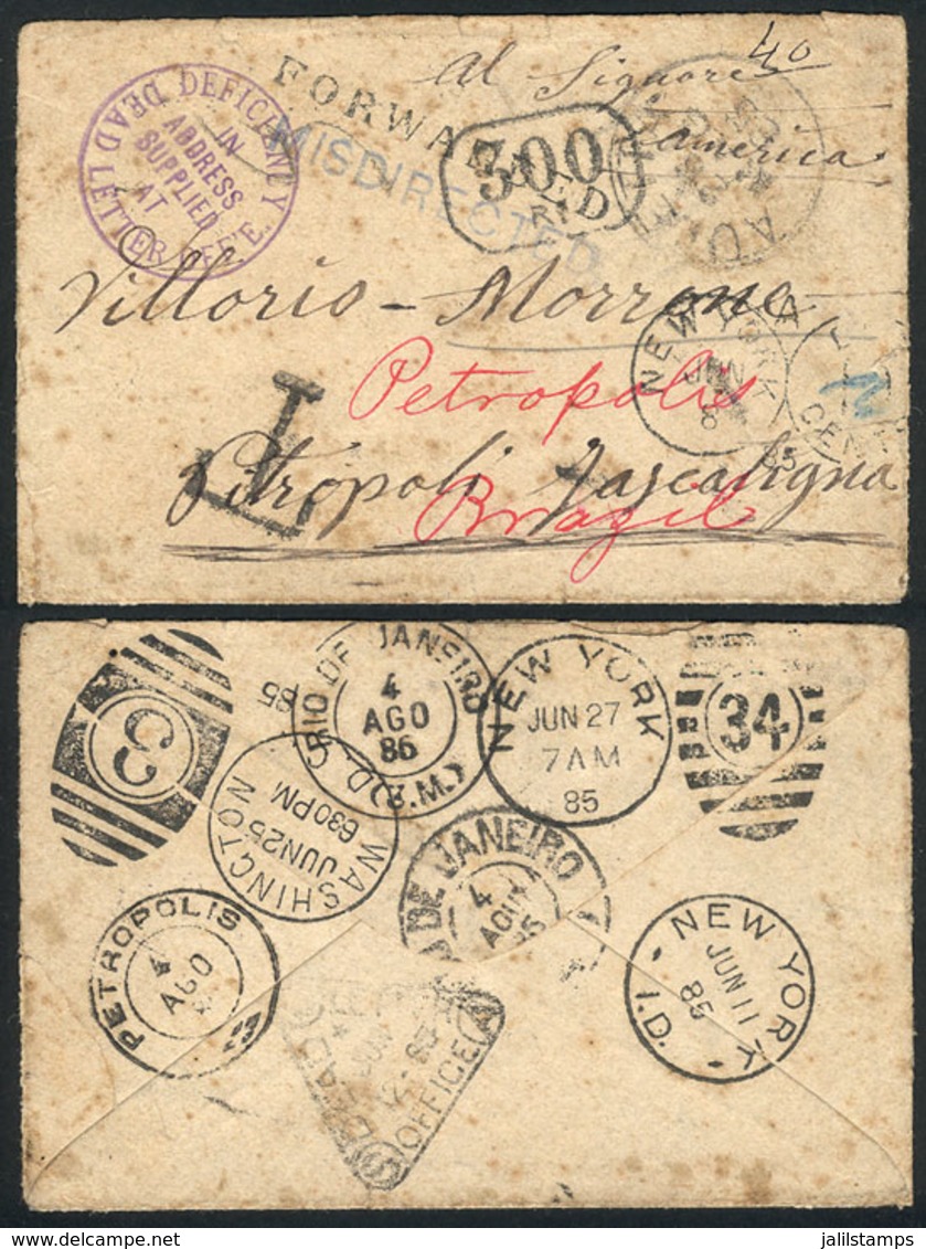 ITALY: Cover (opened On 3 Sides For Display) Posted Stampless From AULETA? On 26/MAY/1885 To Reach The Addressee In "Pit - Non Classés