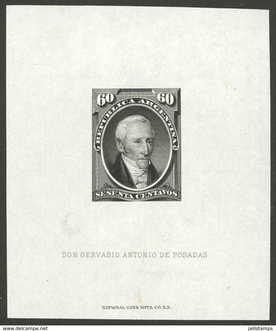 ARGENTINA: GJ.43, 60c. Posadas, DIE Proof By The National Bank Note Co. Printed On Thin Paper, Superb, Rare! - Nuovi
