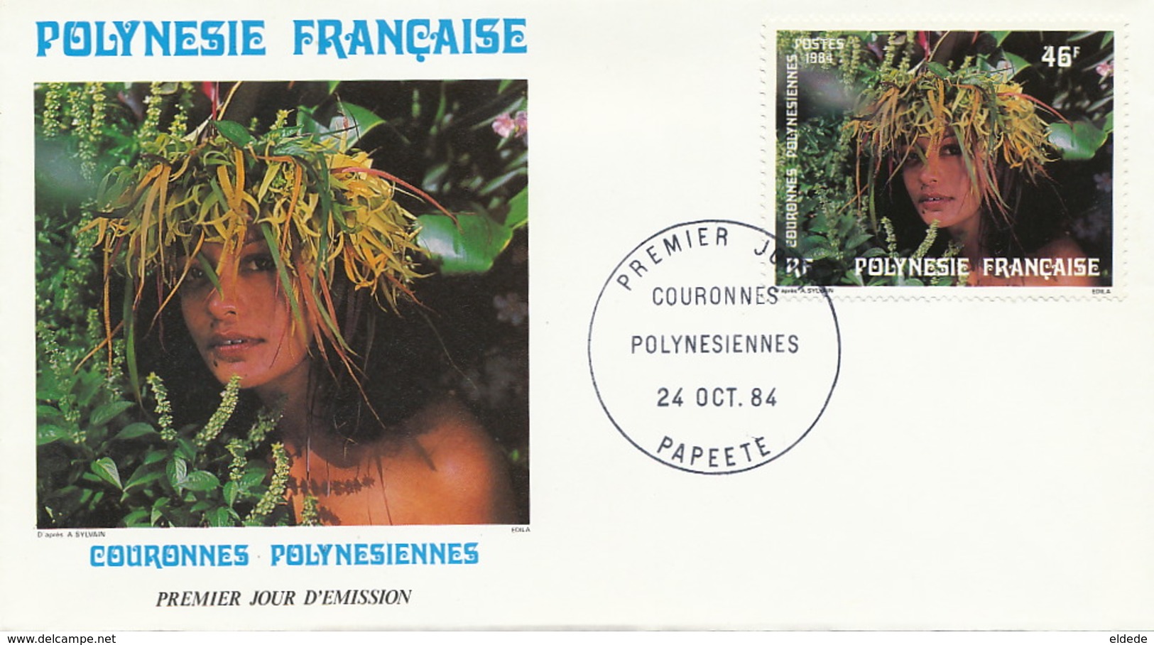 First Day Cover Tahiti Papeete 1983  Couronnes  Polynesiennes  Jeune Fille Vahiné - French Polynesia