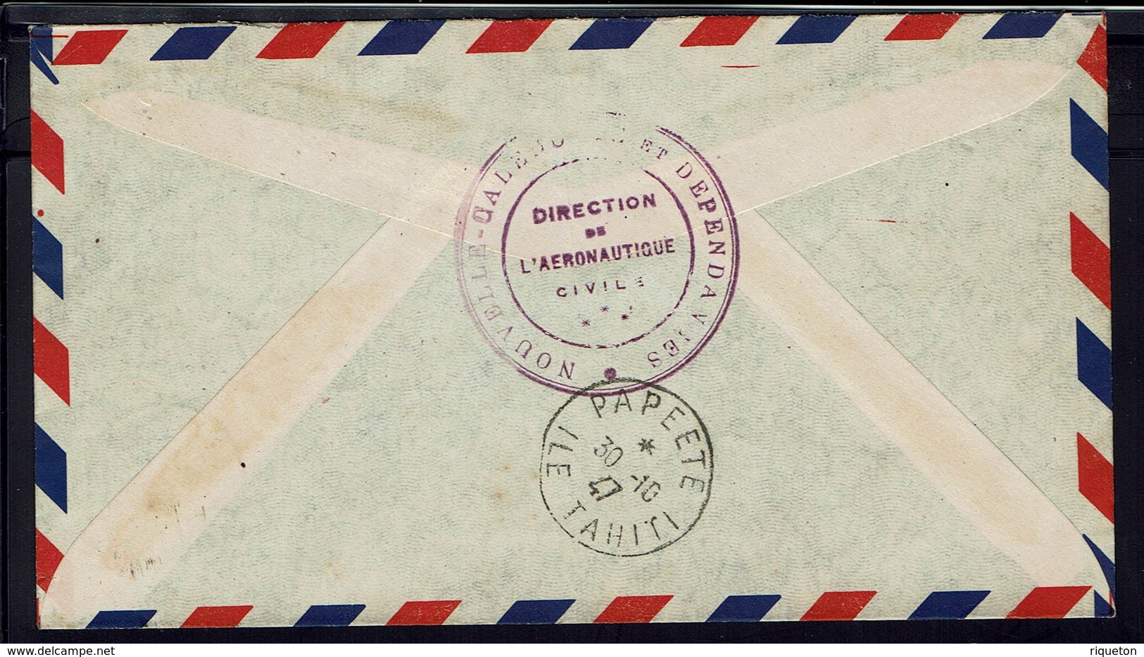 Océanie - Nelle Calédonie - 1947- Première Liaison Aérienne Française Nouméa-Papeete T.R.A.P.A.S. Enveloppe Pour Papeete - Storia Postale