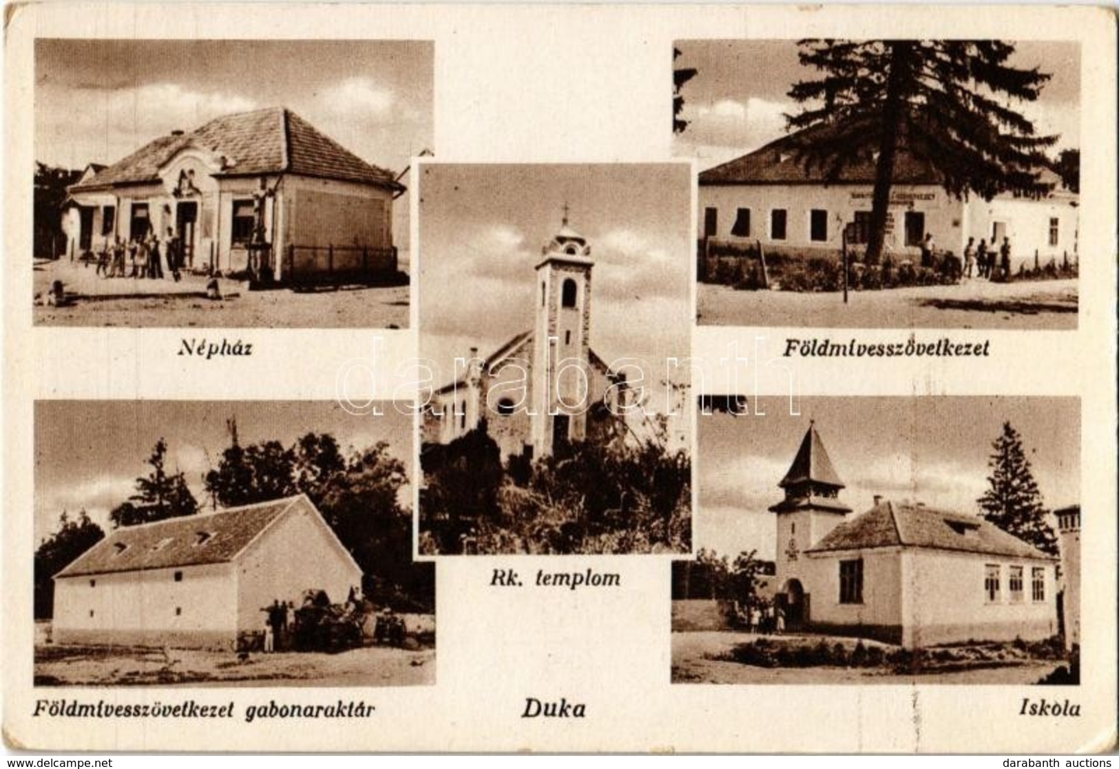 T2/T3 1952 Duka (Celldömölk), Népház, Római Katolikus Templom, Iskola, Földmívesszövetkezet és Gabonaraktára - Unclassified