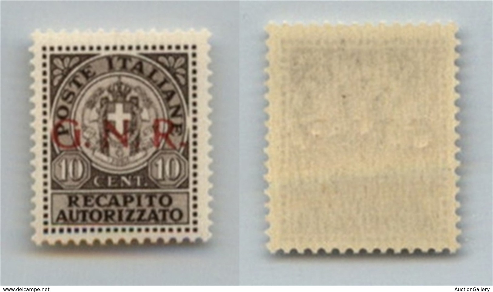 RSI - Saggi-Verona - 1944 - 10 Cent (P2) - Soprastampa Rossa - Gomma Integra - Cert. AG (1.000) - Otros & Sin Clasificación