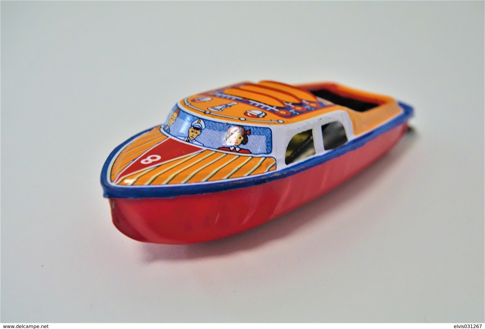 Vintage TIN TOY BOAT : Maker AT - SEA QUEEN POP POP BOAT - 13.5cm - JAPAN - 1960 - Friction - Limitierte Auflagen Und Kuriositäten - Alle Marken