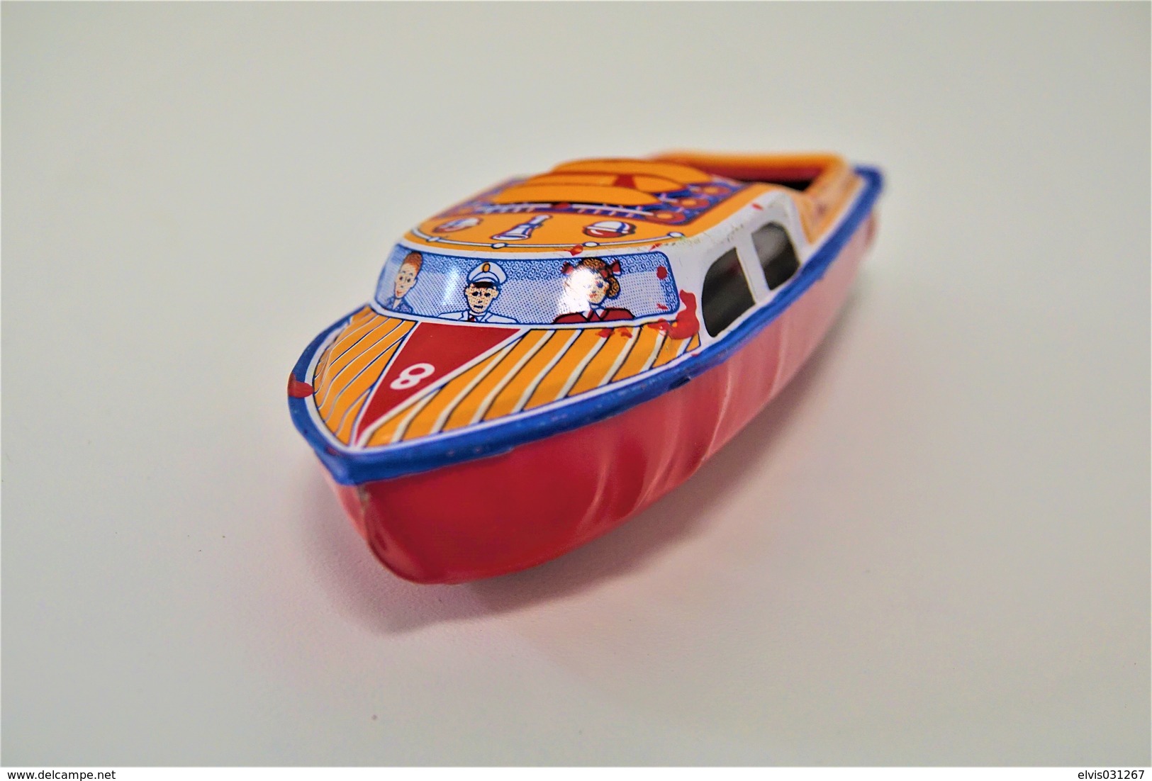 Vintage TIN TOY BOAT : Maker AT - SEA QUEEN POP POP BOAT - 13.5cm - JAPAN - 1960 - Friction - Collectors Et Insolites - Toutes Marques