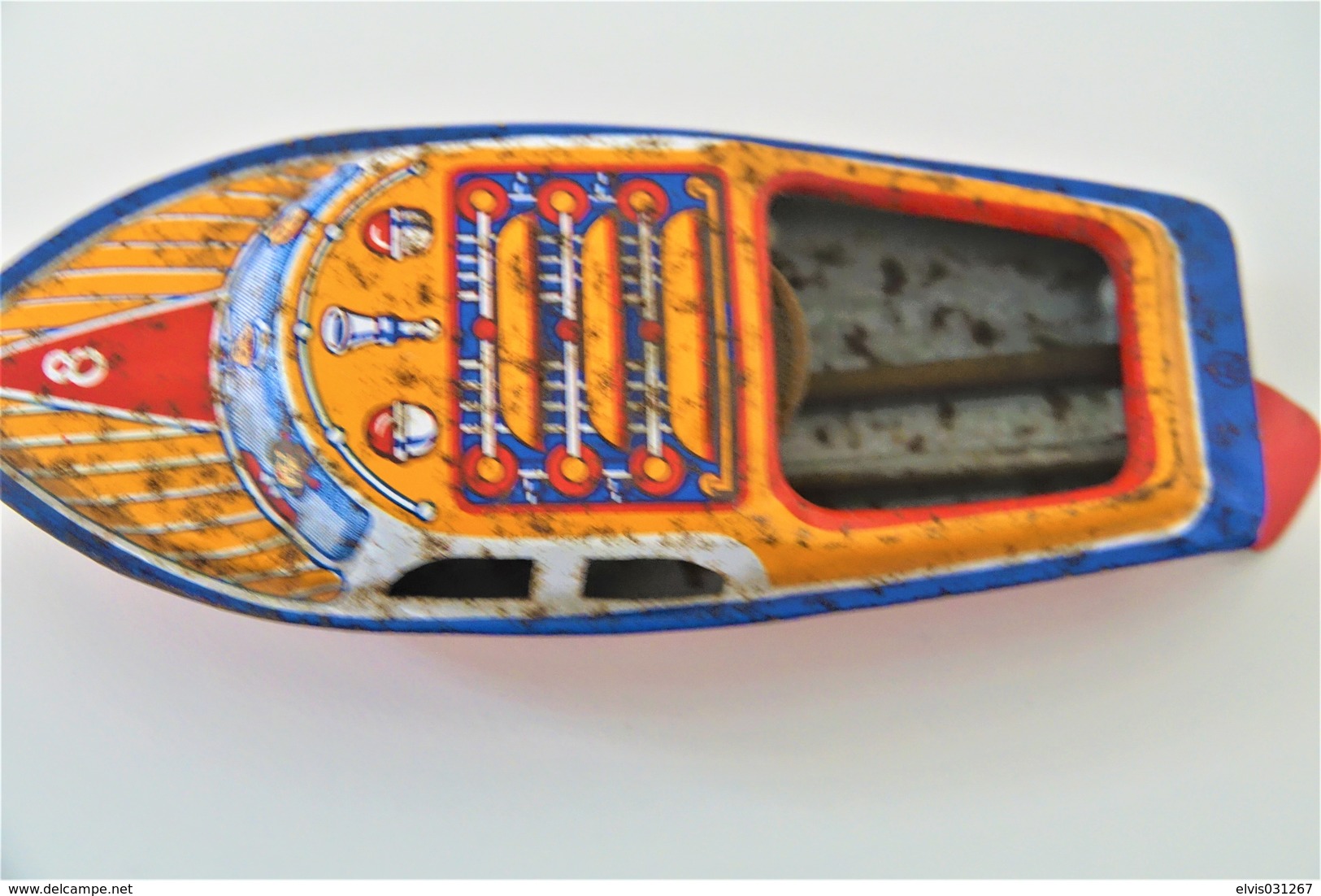 Vintage TIN TOY BOAT : Maker AT - SEA QUEEN POP POP BOAT - 13.5cm - JAPAN - 1960 - Friction - Limitierte Auflagen Und Kuriositäten - Alle Marken