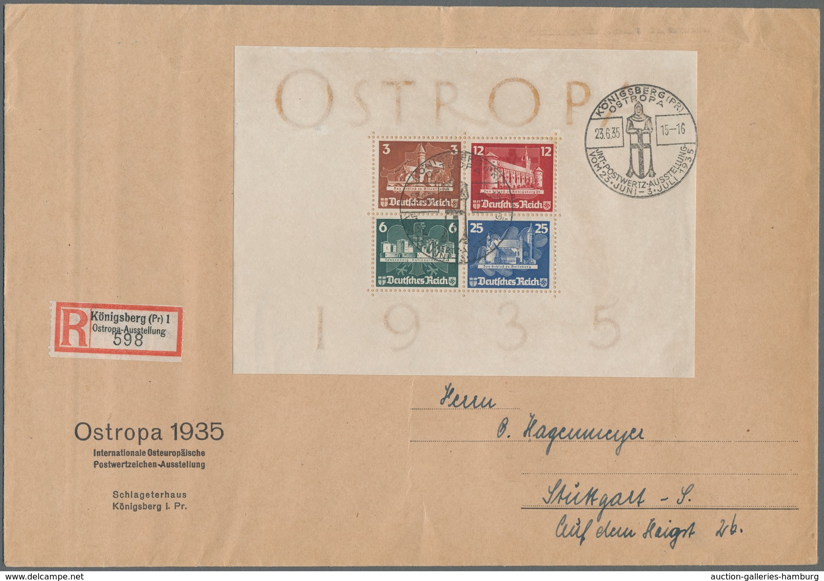 Deutsches Reich - 3. Reich: 1935, "OSTROPA"-Block Mit Königsberger Sonderausstellungsstempel Vom Ers - Other & Unclassified