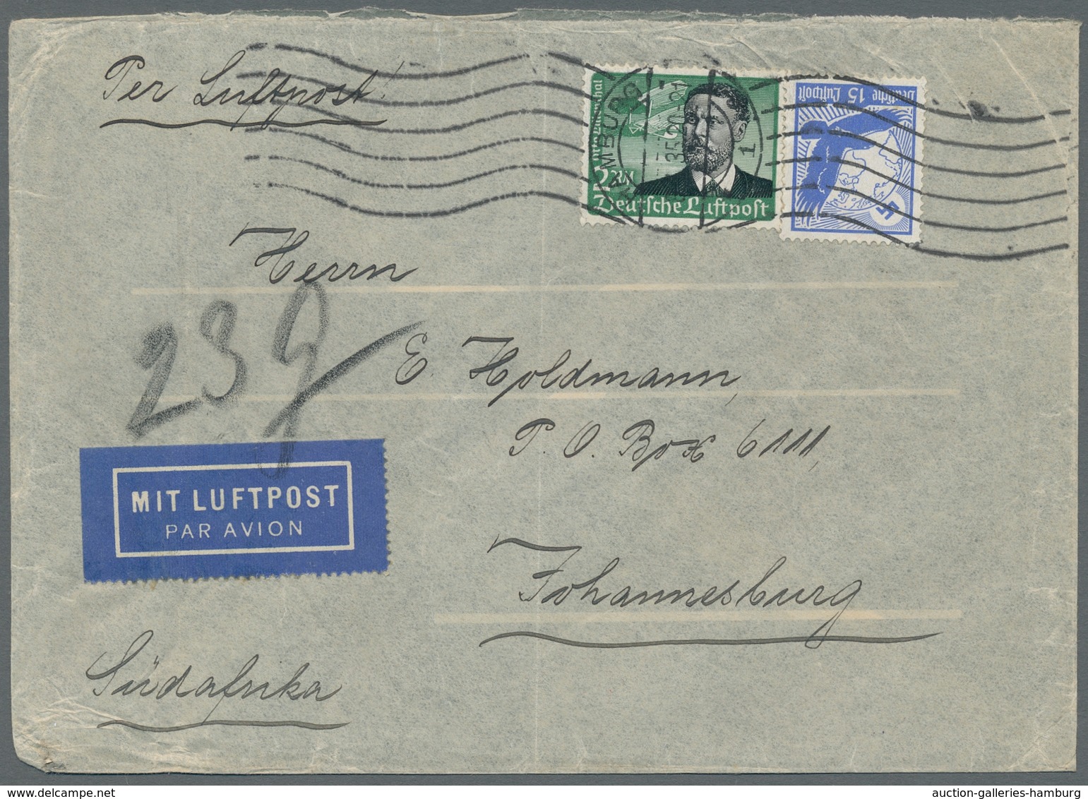 Deutsches Reich - 3. Reich: 1934-1936, Bestand Von 13 Luftpostbriefen Welche Alle Nach Johennesburg/ - Altri & Non Classificati