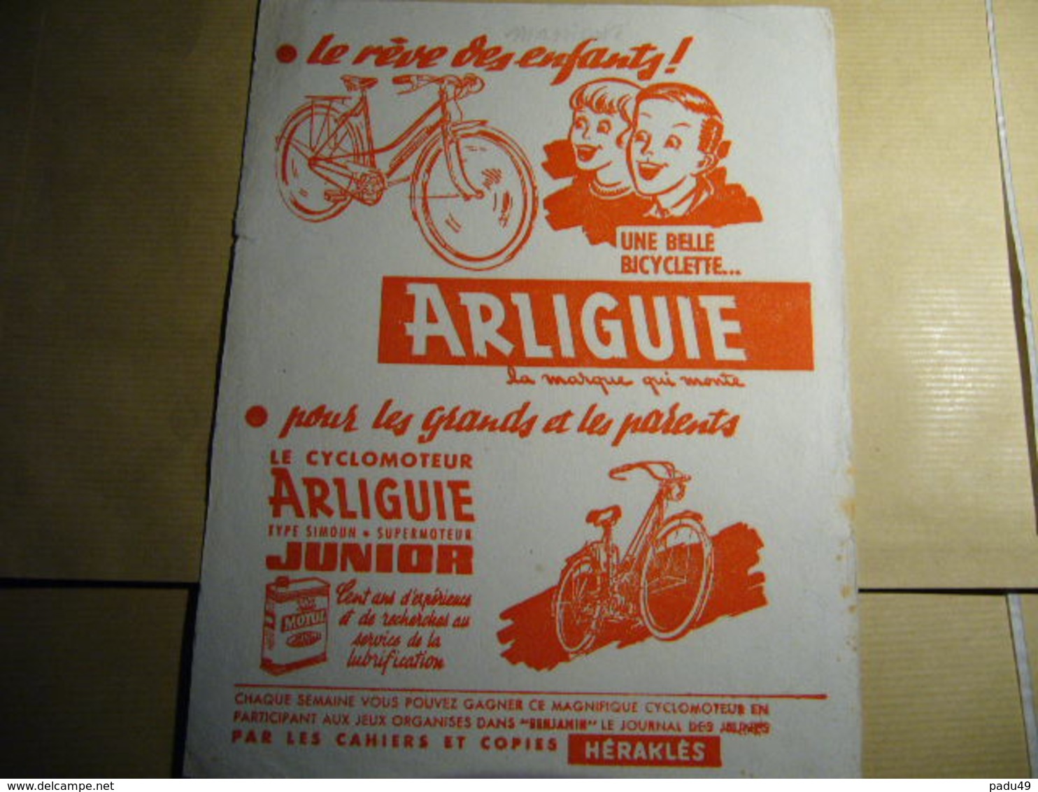 1 Buvard Bicyclette Et Cyclomoteur ARLIGUIE - Moto & Vélo