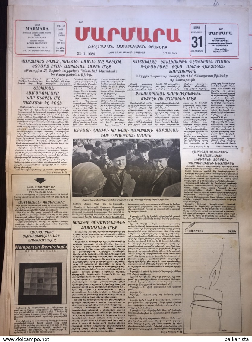 Nor Marmara 31 January 1989 [Armenian Newspaper; Istanbul; Turkey] - Other & Unclassified