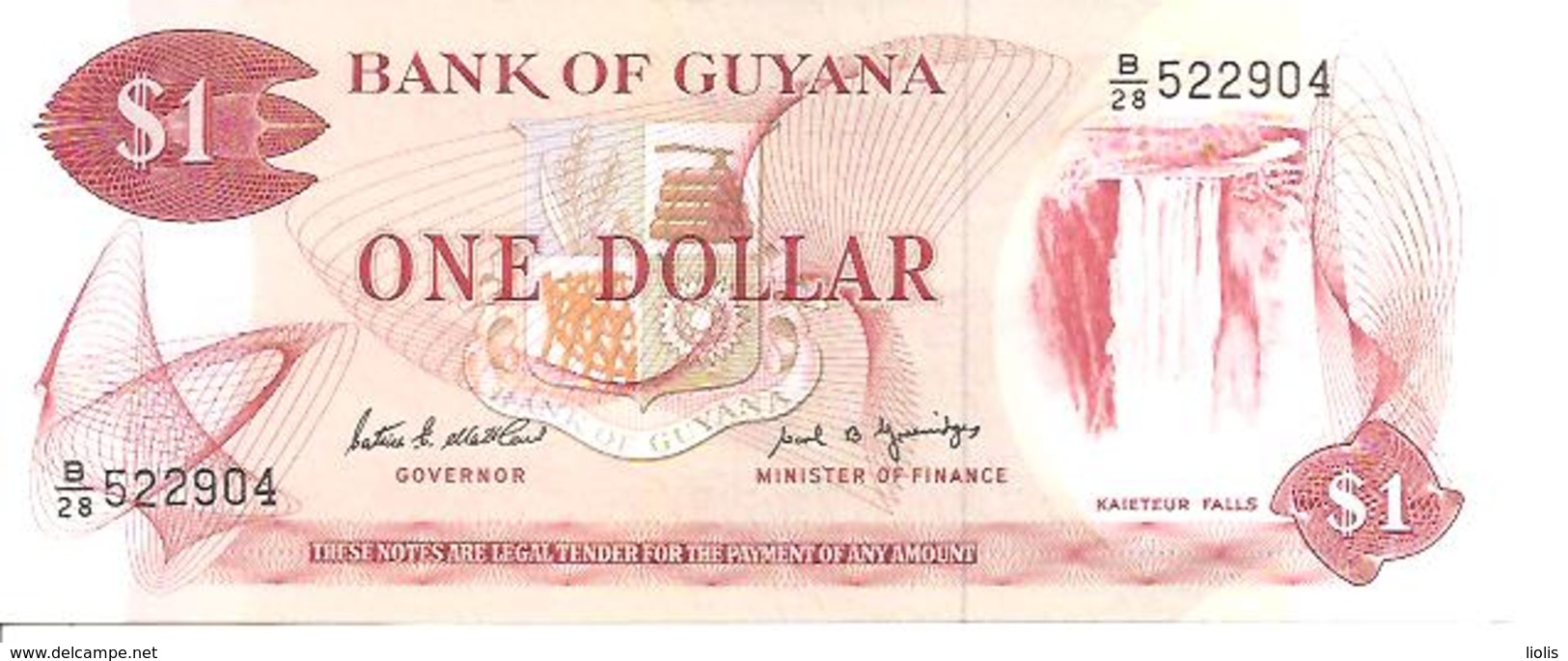 Guyana P-21f 1 Dollar 1989 UNC - Guyana