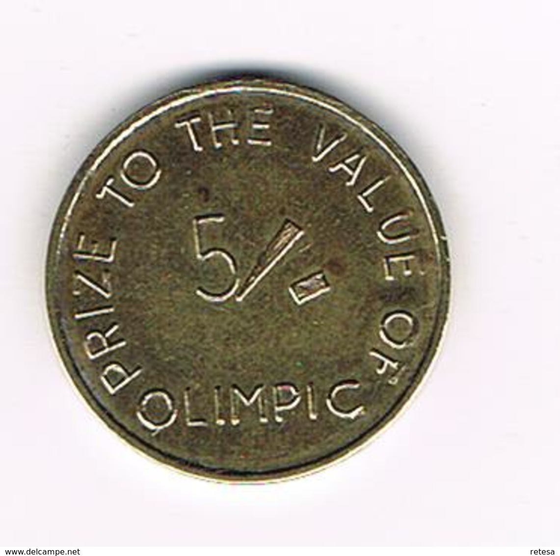 //  JETON  PRIZE TO THE VALUE OF OLIMPIC  5 / - Noodgeld