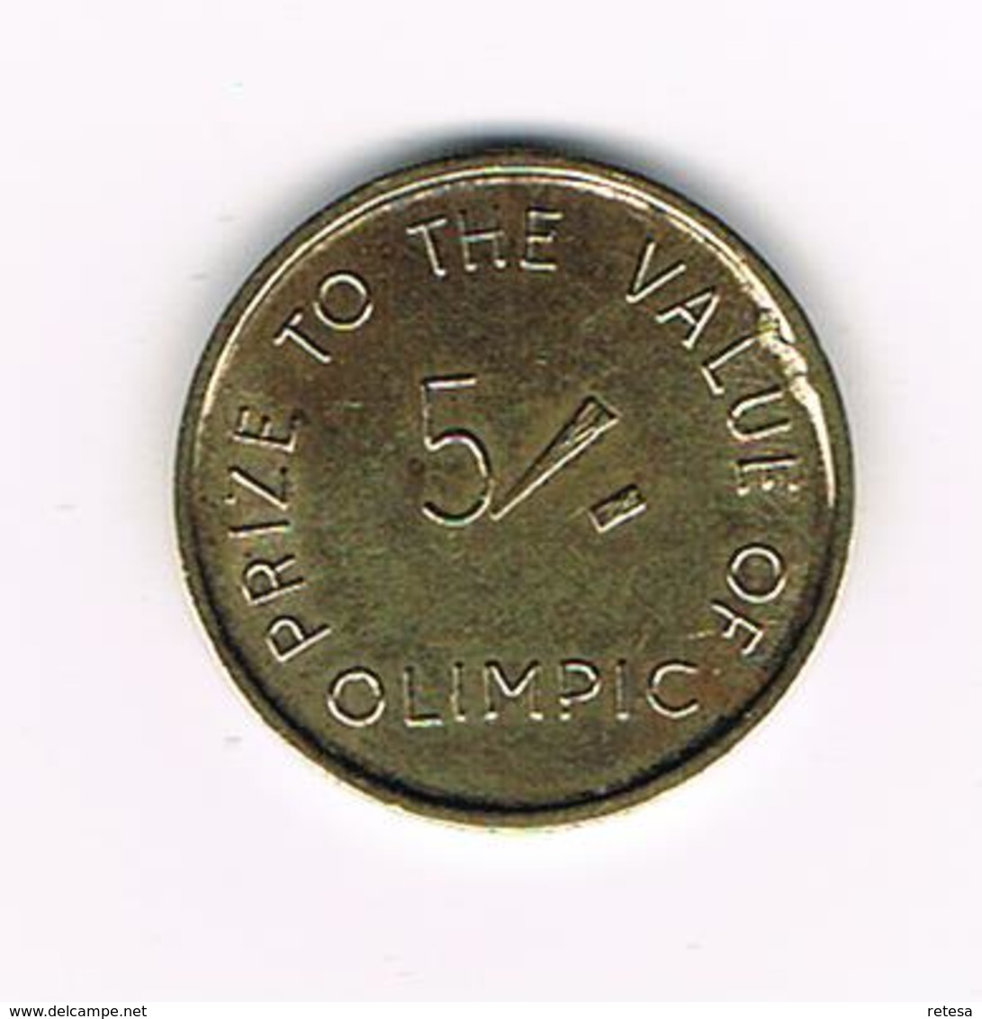 //  JETON  PRIZE TO THE VALUE OF OLIMPIC  5 / - Noodgeld