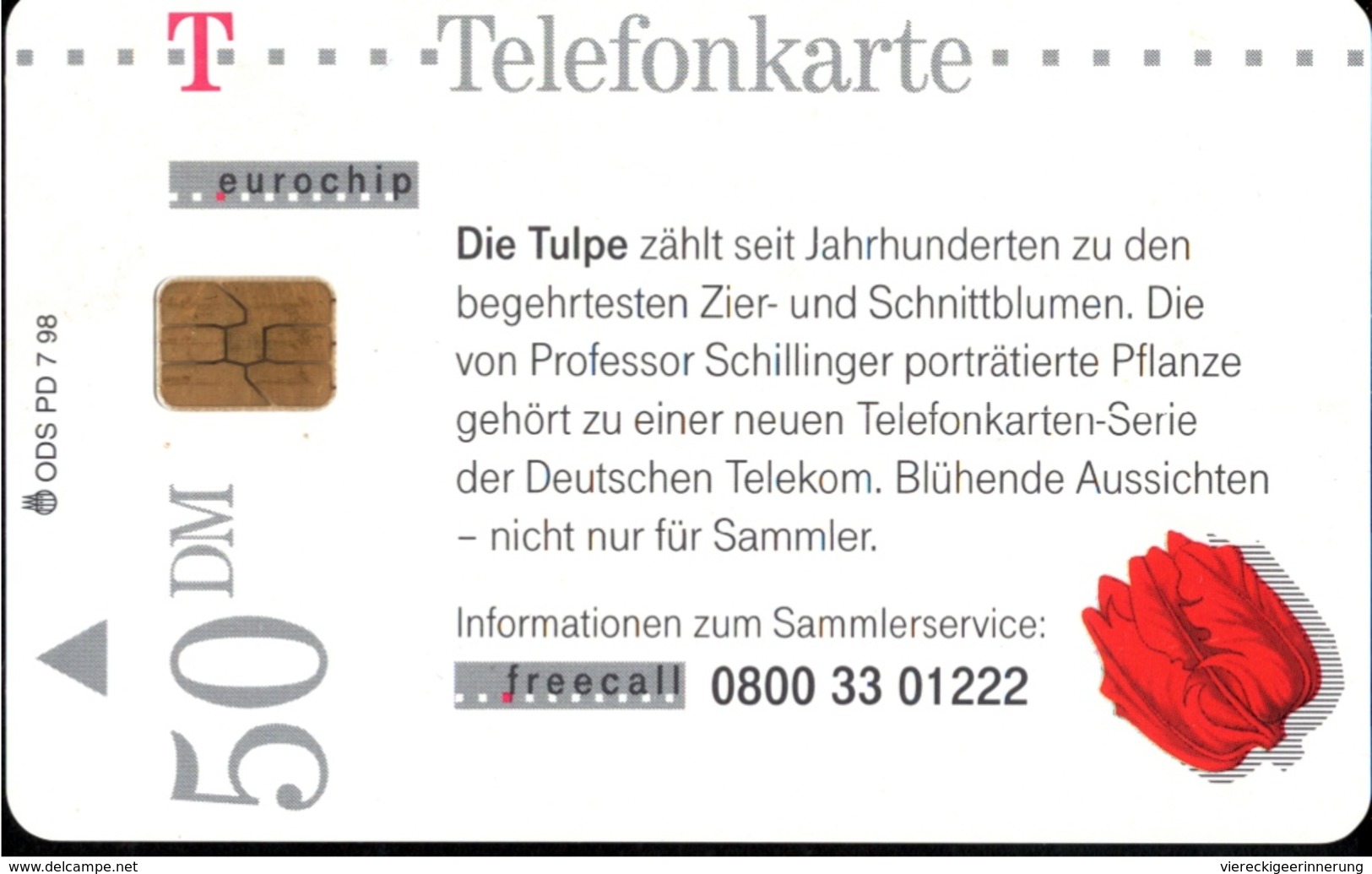 ! 50 DM Telefonkarte, Telecarte, Phonecard, 1998, PD7, Tulpe, Germany - P & PD-Serie : Sportello Della D. Telekom