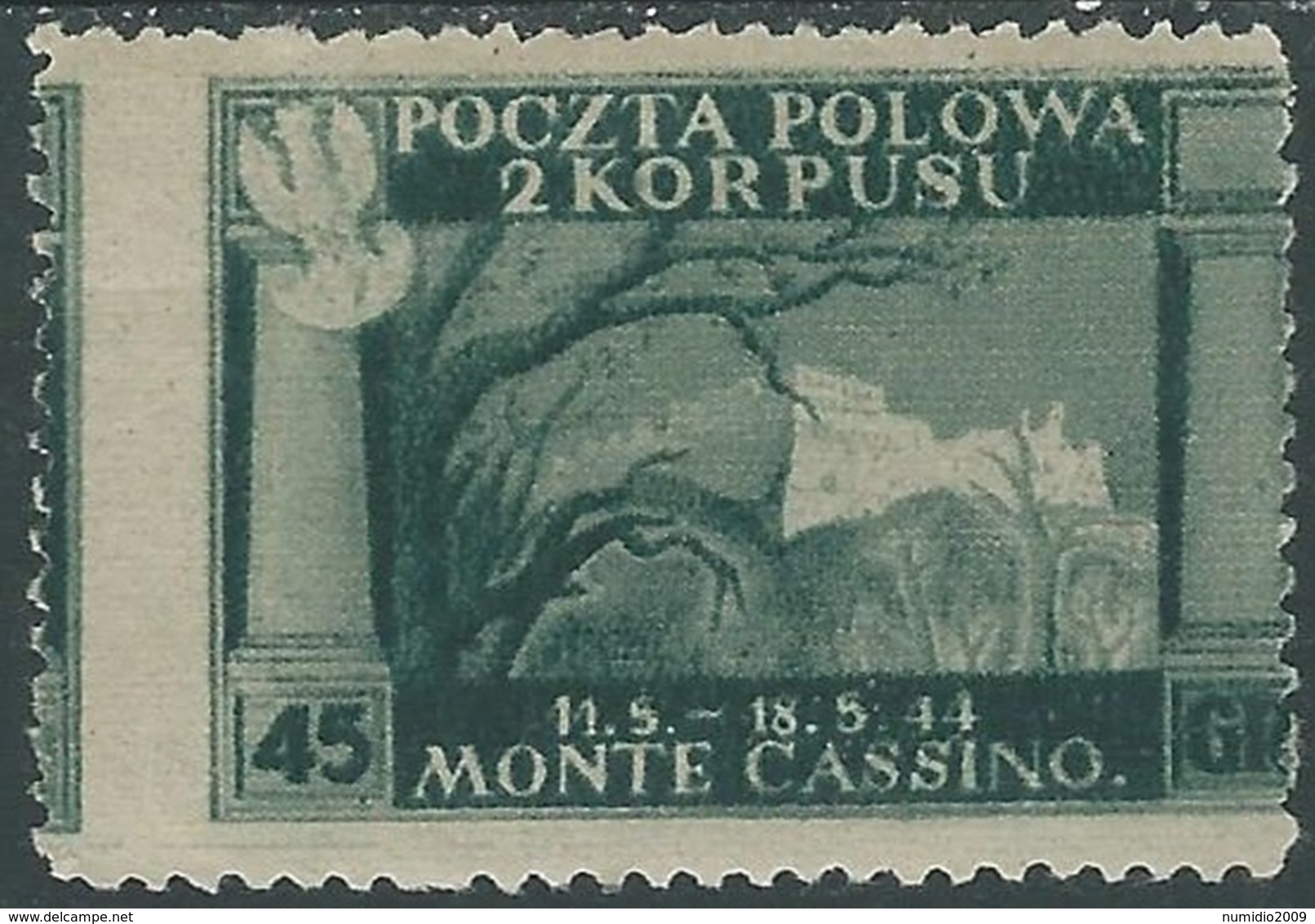 1946 CORPO POLACCO VITTORIE IN ITALIA 45 G MH * - RA31-7 - 1946-47 Zeitraum Corpo Polacco