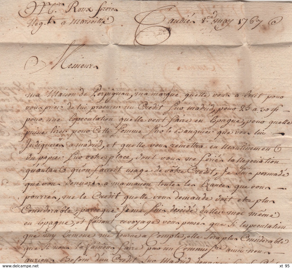 De Limoux - Aude - 1767 - Courrier Pour Marseille - 1701-1800: Precursores XVIII