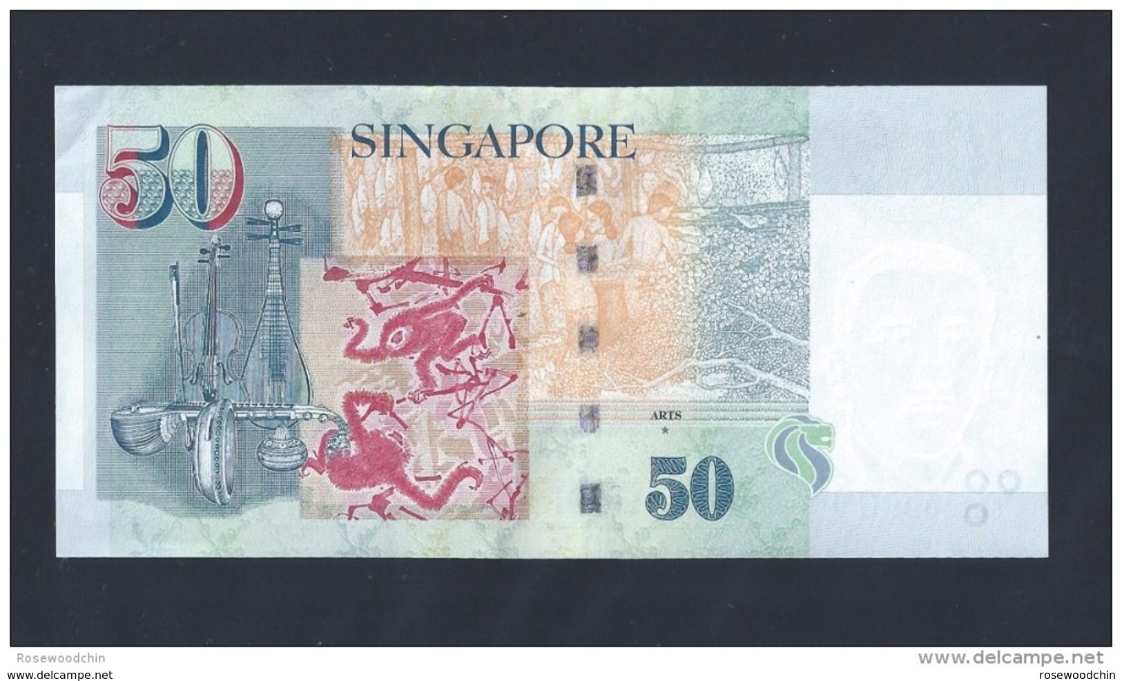 Singapore $50 Dollars Portrait Series Lucky Number Banknote 5DG909900 (#90) AU - Singapur