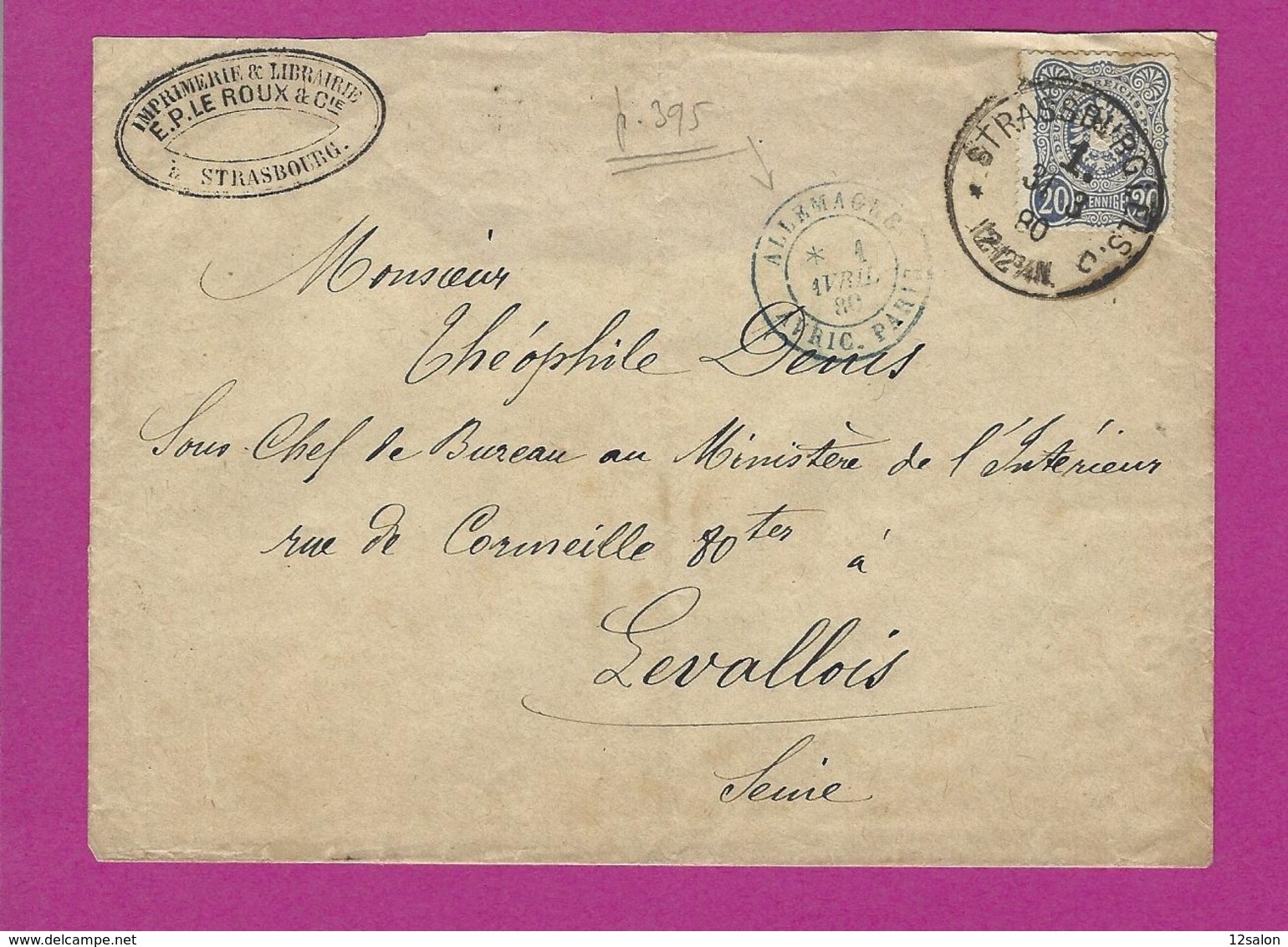 FRANCE STRASBOURG 1880 - Lettres & Documents